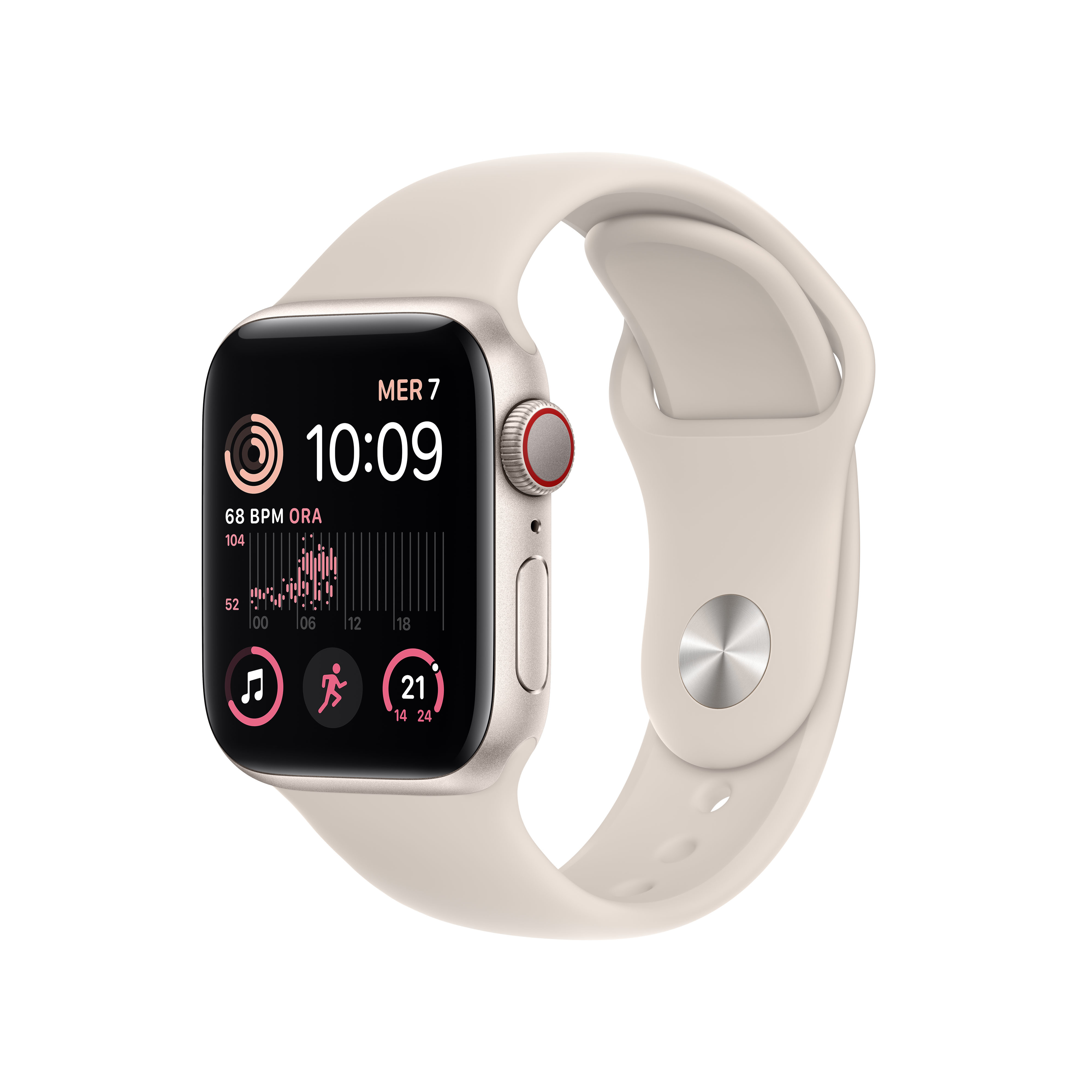 APPLE SE GPS+CEL 40 STARL ALU W STARL SPORT REG Smartwatch Fluorelastomer Fluorelastomer, 130 - 200 mm, Polarstern