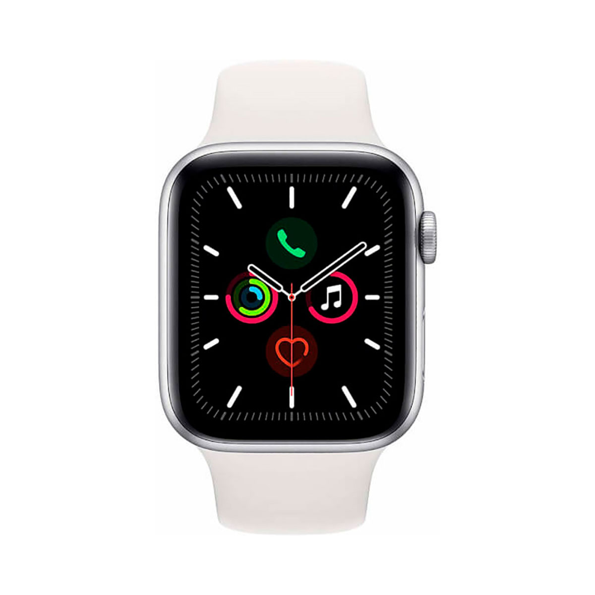 Apple Watch Series 5 Chip W3 44 mm GPS Caja aluminio plata Correa deportiva blanca