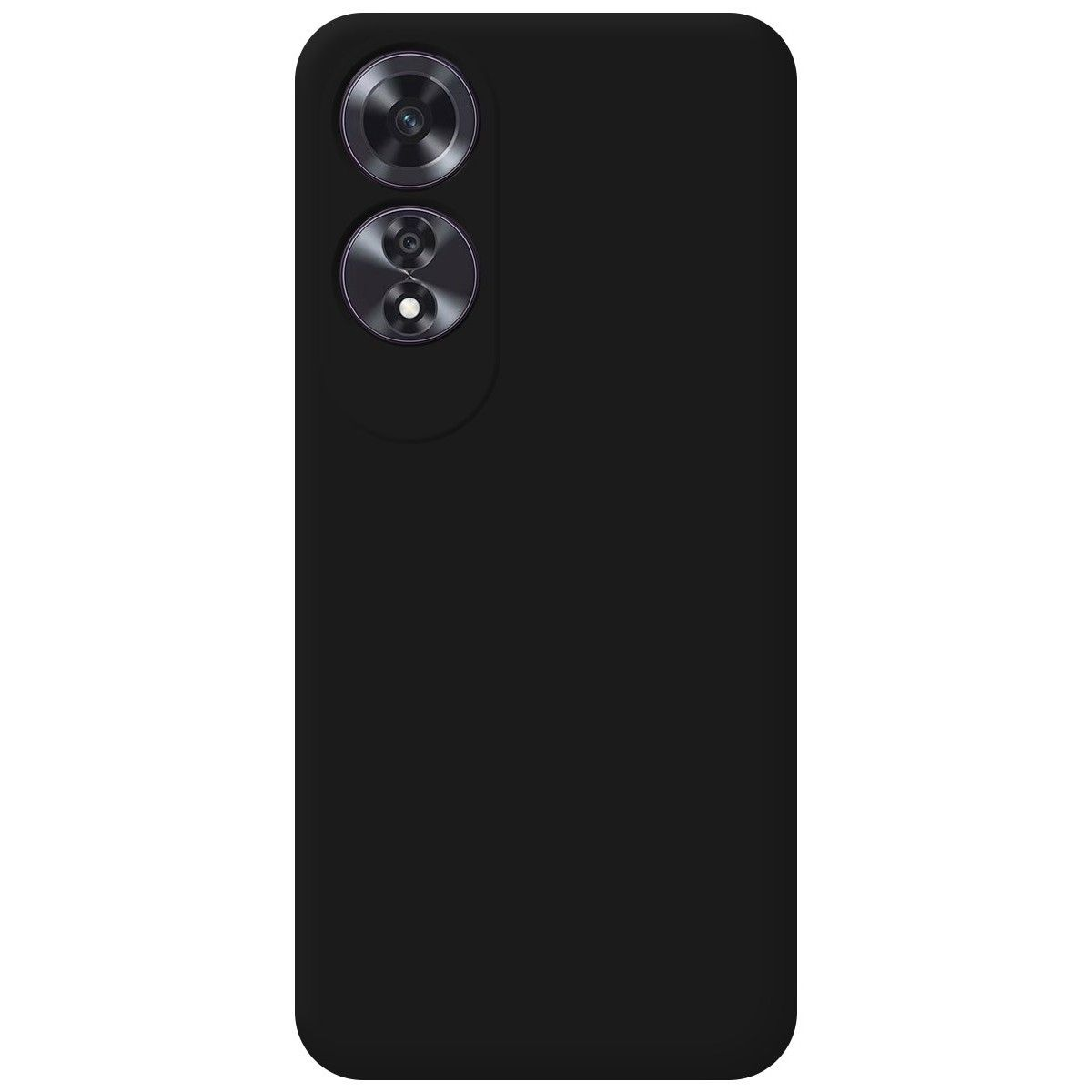 Telefono nero con due fotocamere. Sfondo nero.