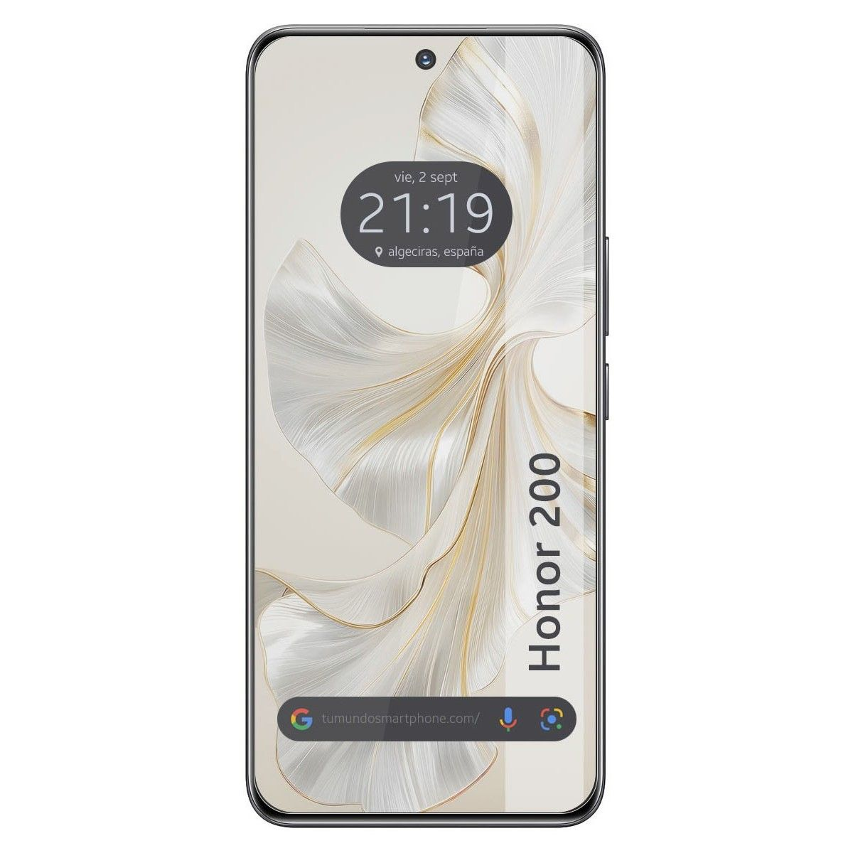 Uno smartphone che mostra l'ora e l'Honor 200 sullo schermo.