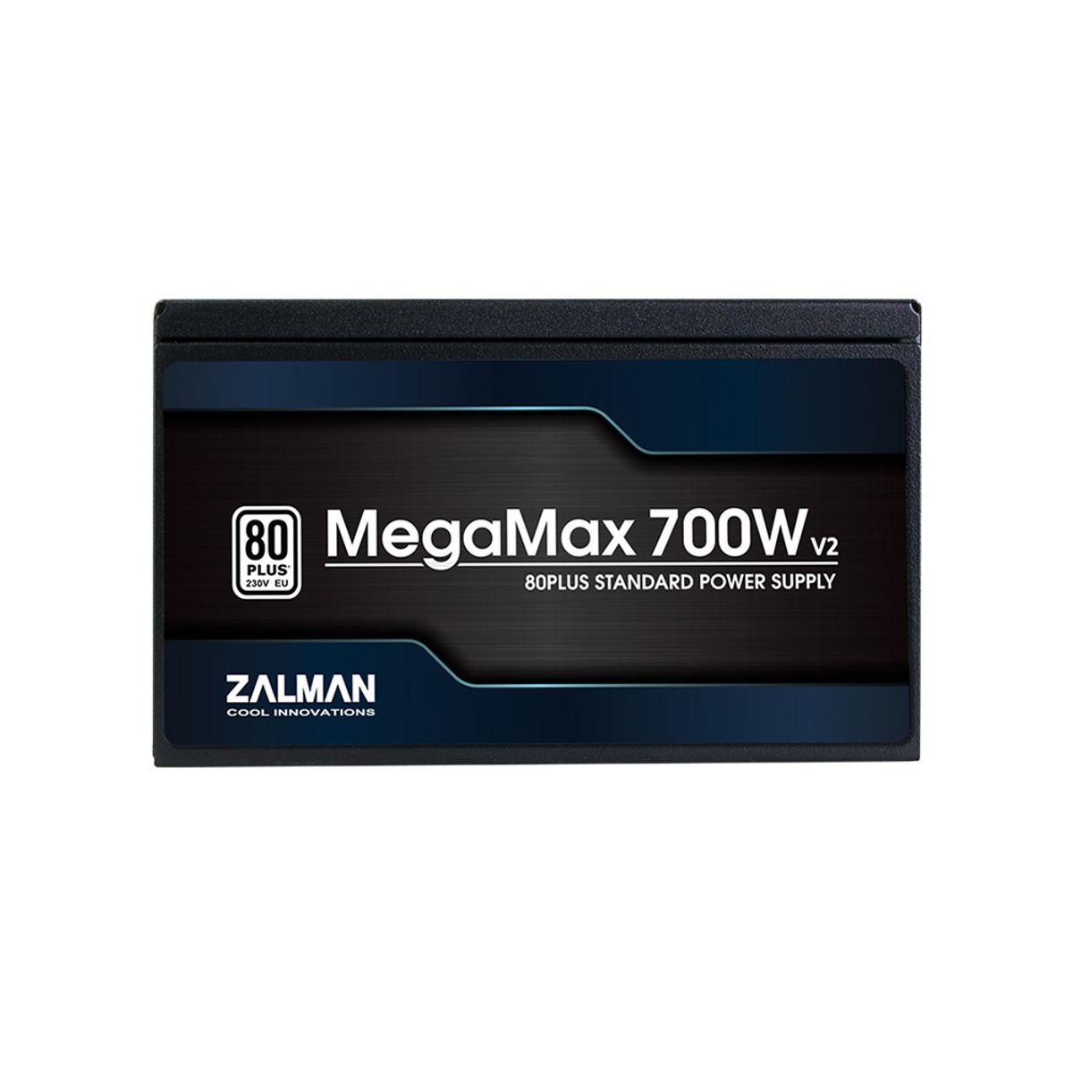 Alimentatore nero. Contiene il testo MegaMax 700W V2 e il logo Zalman.