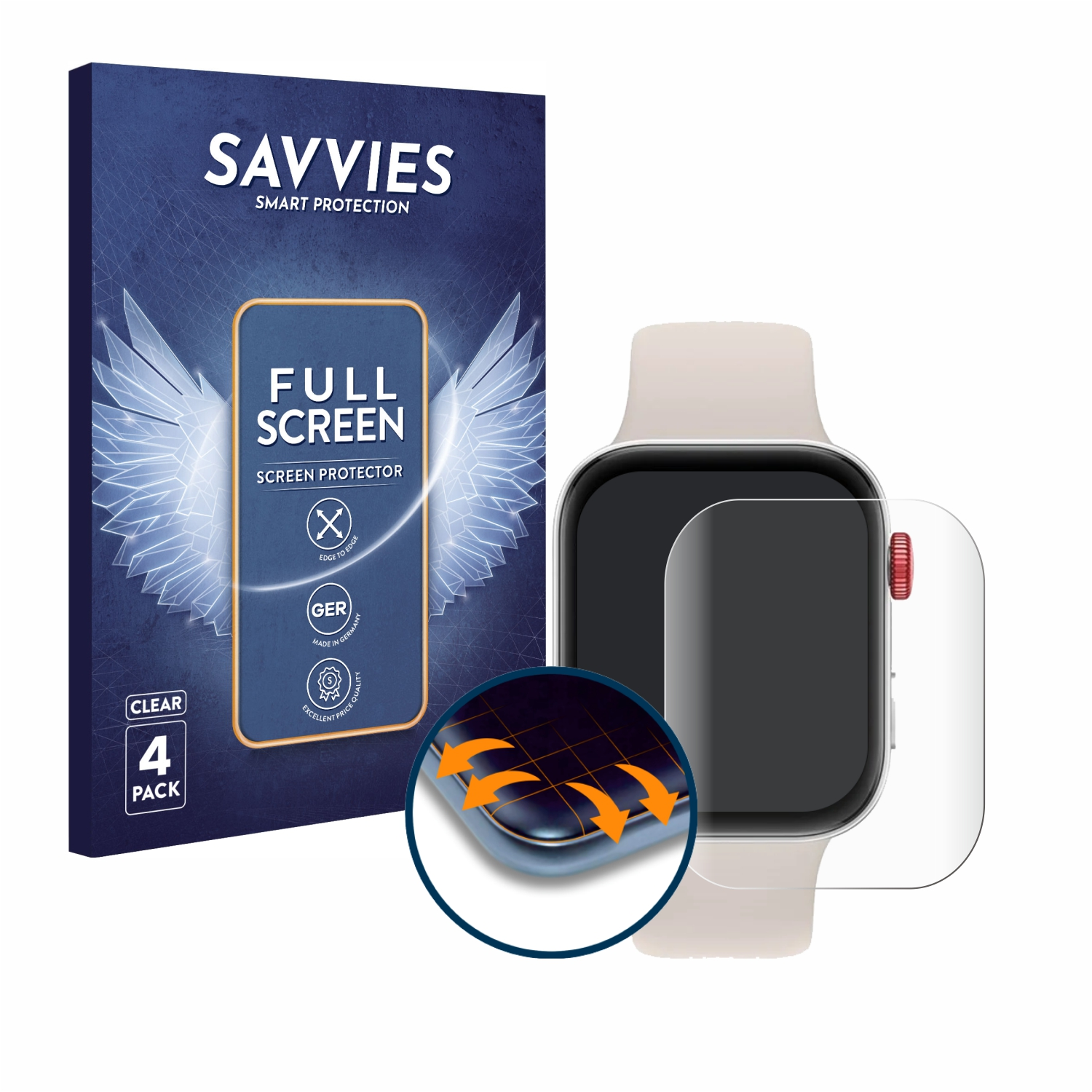 Savvies 4 Stück Full-Screen Schutzfolie für Casio AE-1200WH