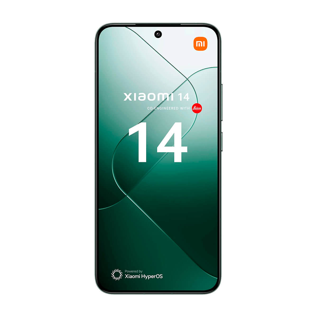 Ein schwarzes Telefon mit dem Text 'Xiaomi 14'.
