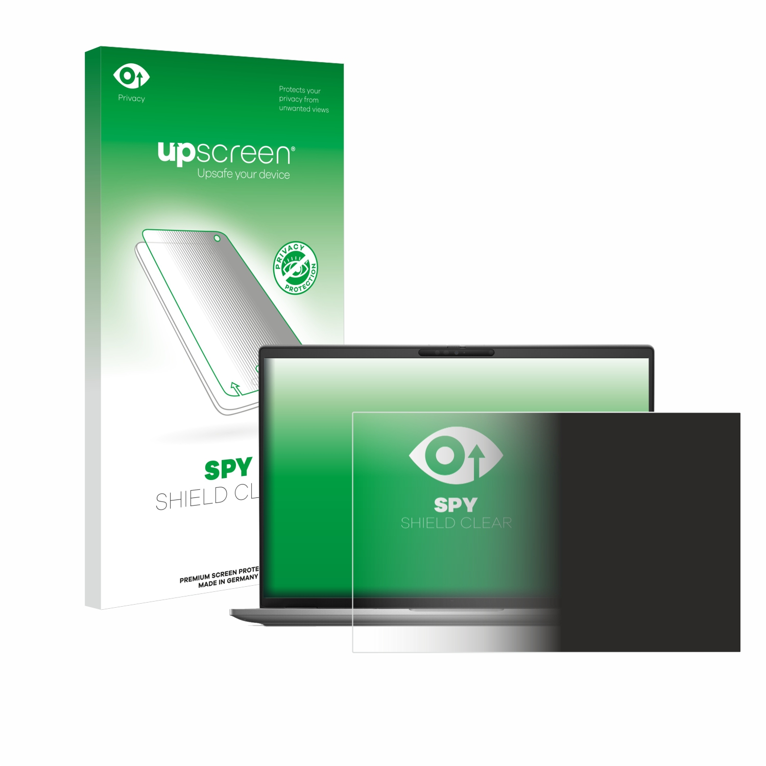 Eine Displayschutzbox und ein Laptop mit Displayschutz.