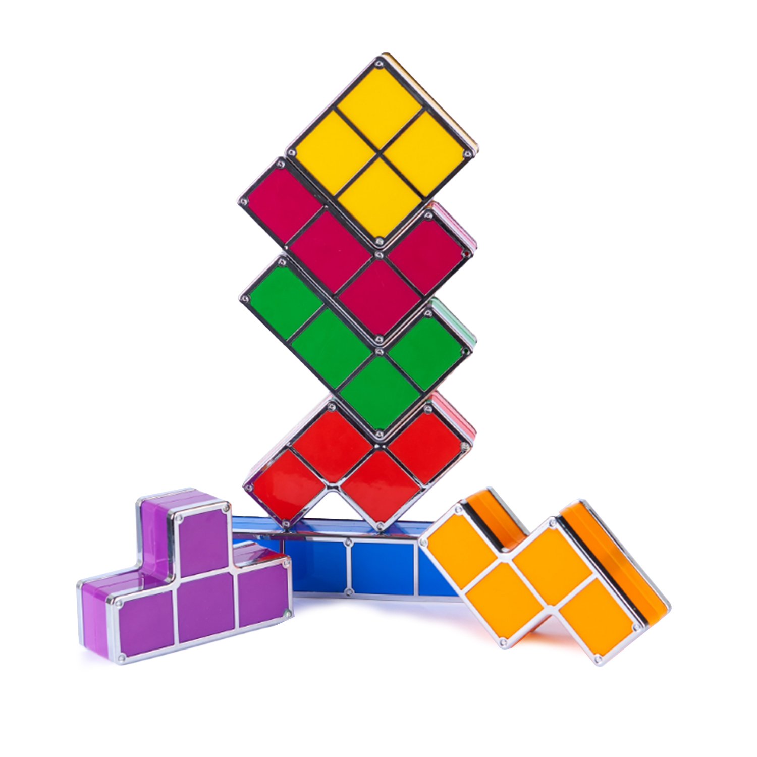 Ein farbenfrohes Block-Puzzle. Das Puzzle besteht aus verschiedenfarbigen Blöcken.