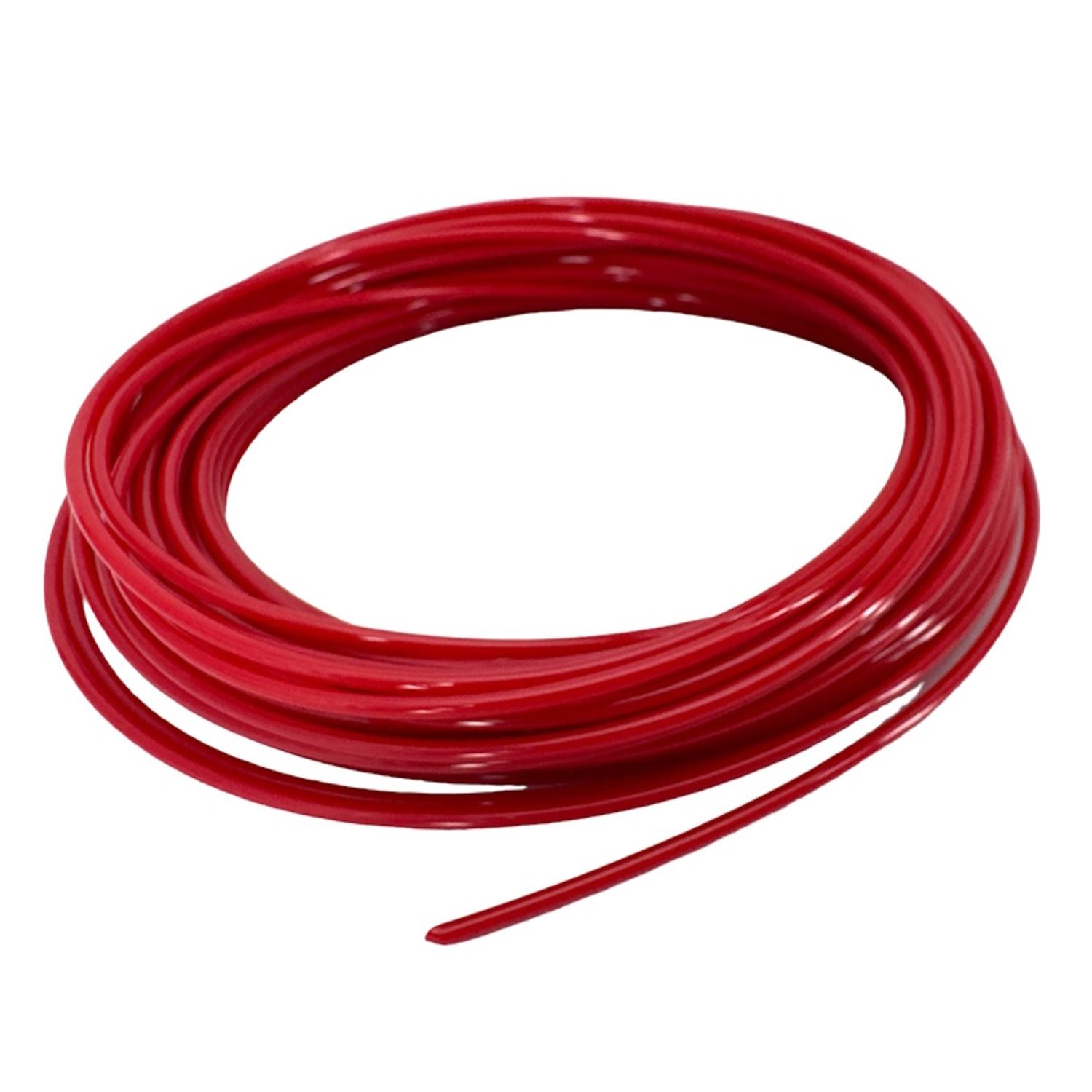 Una bobina de tubos de plástico rojo.