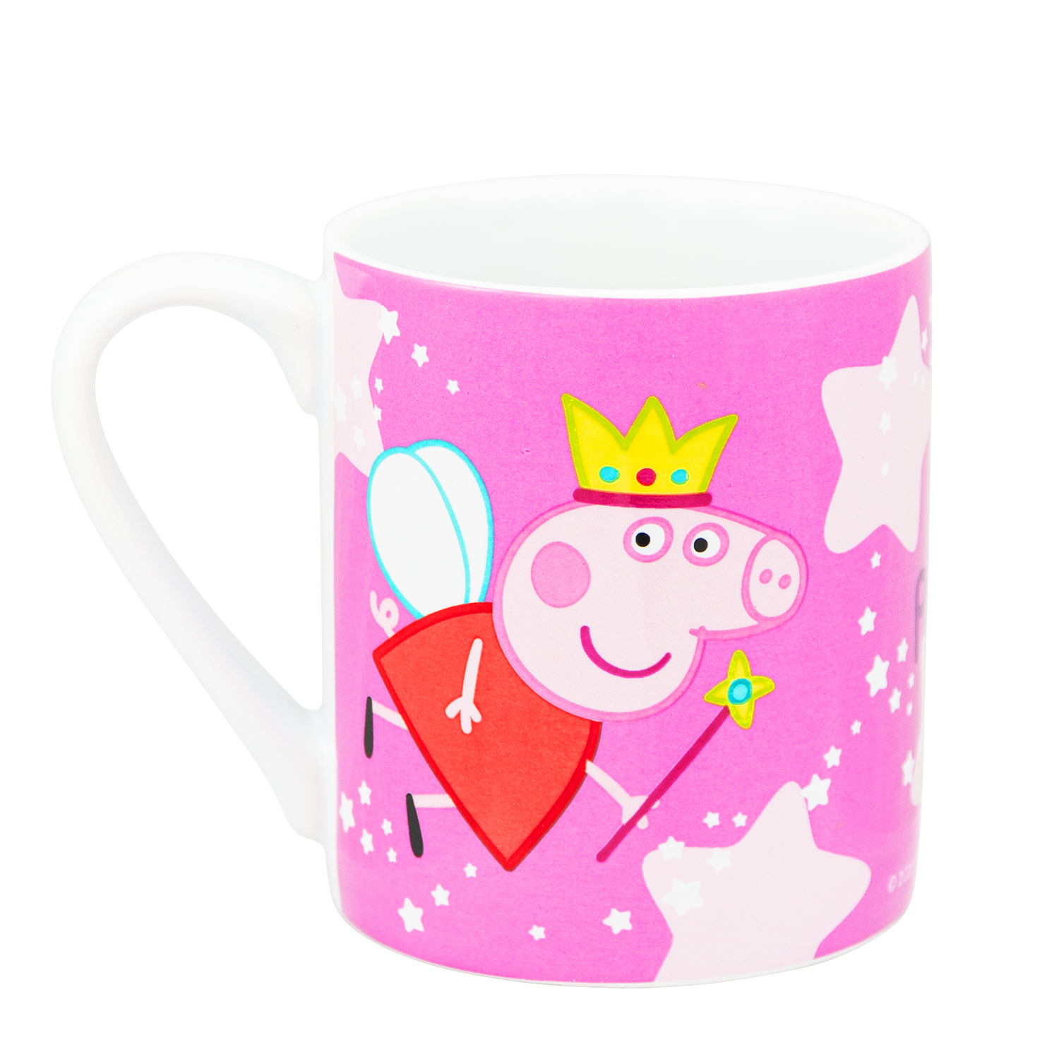 Rosa Tasse mit Peppa Wutz als Fee, die einen Zauberstab hält.