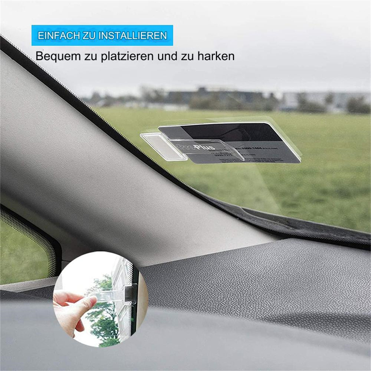 Das Armaturenbrett eines Autos mit Kartenhalter und Karte. Außenansicht.