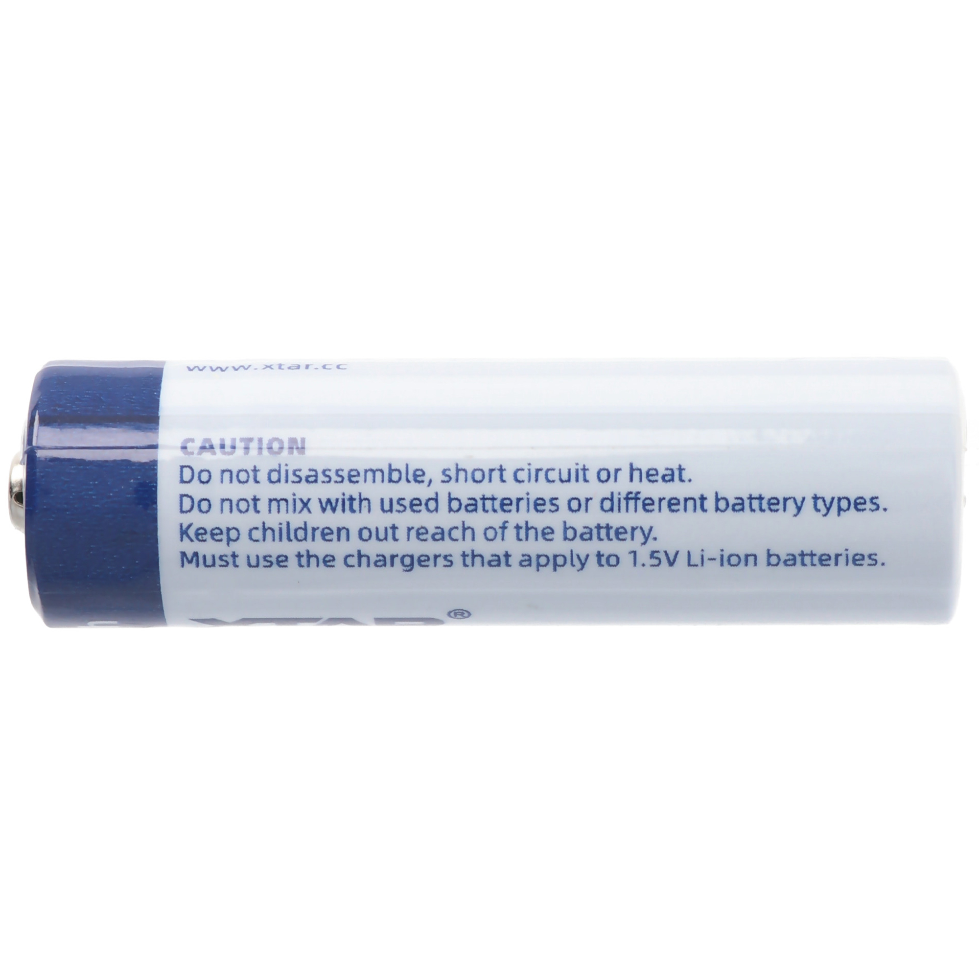 Batterie mit Text: Nicht zerlegen, kurzschließen oder erhitzen.