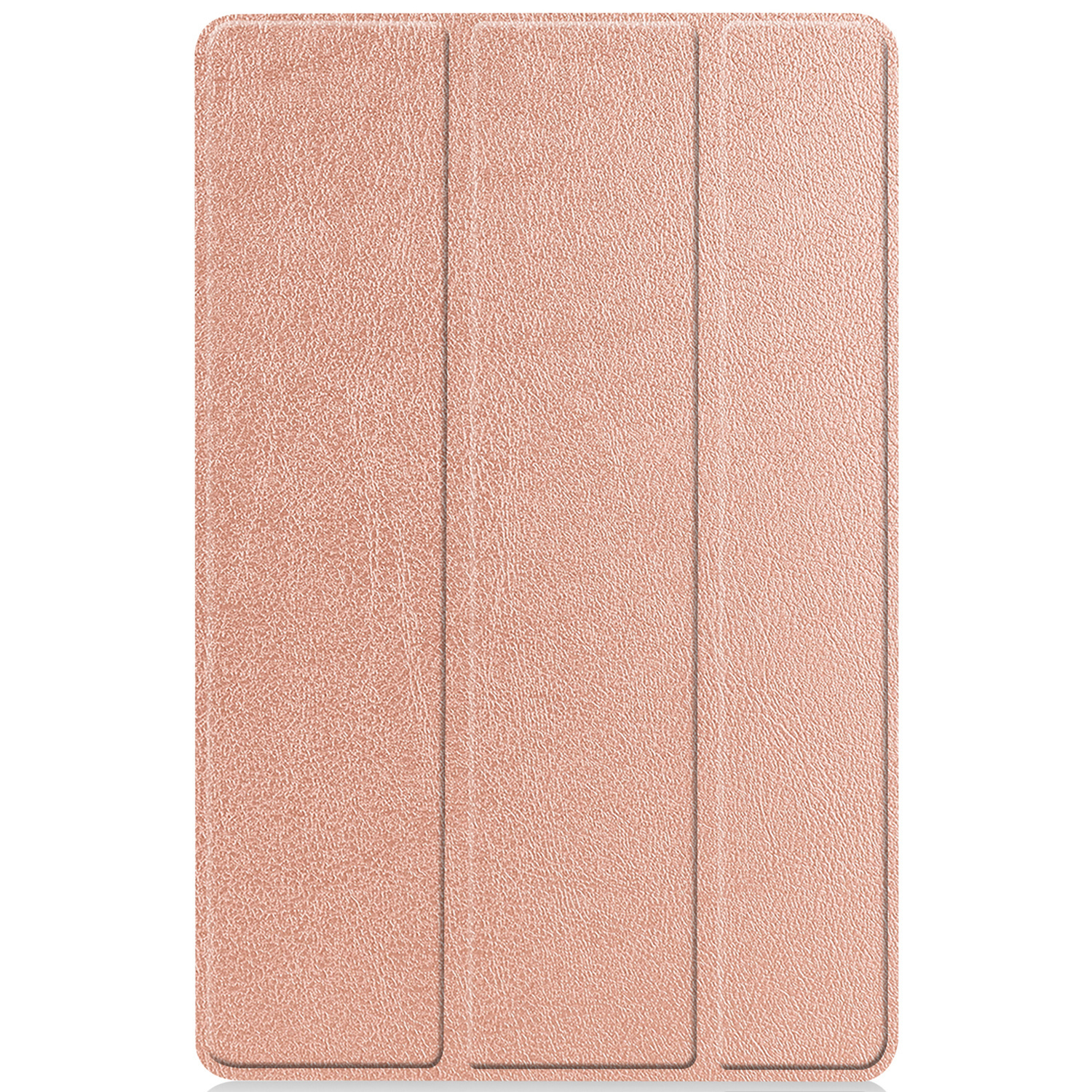Un étui de tablette, fermé, montrant une surface rose, texturée, semblable à du cuir. C'est simple.