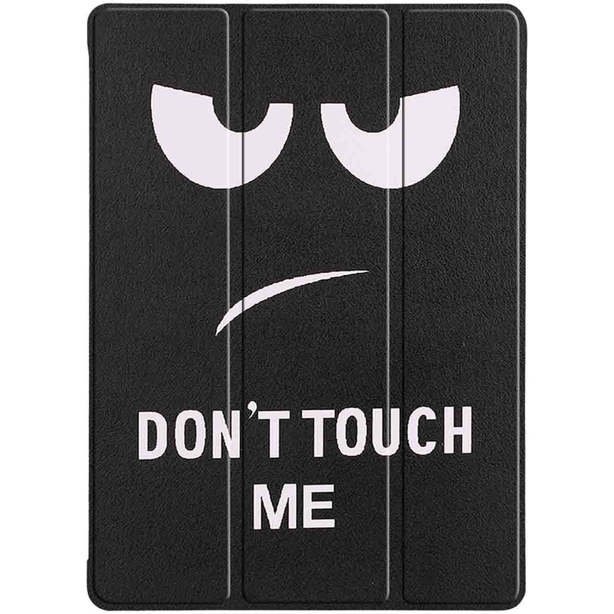 Black tablet case with a white face and 'DON'T TOUCH ME' text.