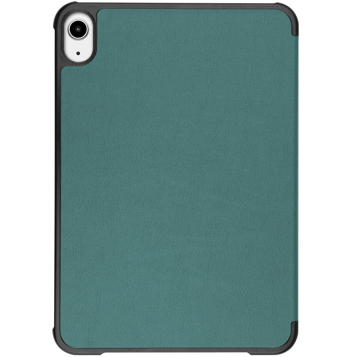 Tablet with a teal case. The frame is black.