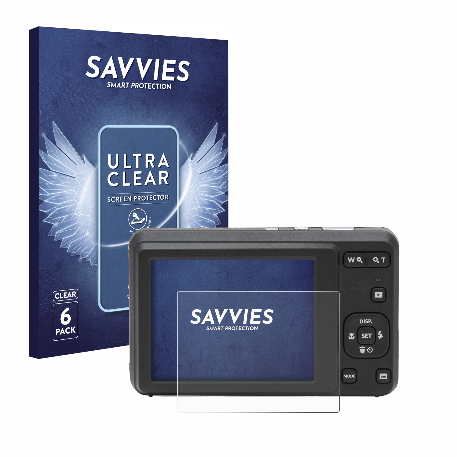 Schwarze Kamera und Displayschutzfolienbox.
