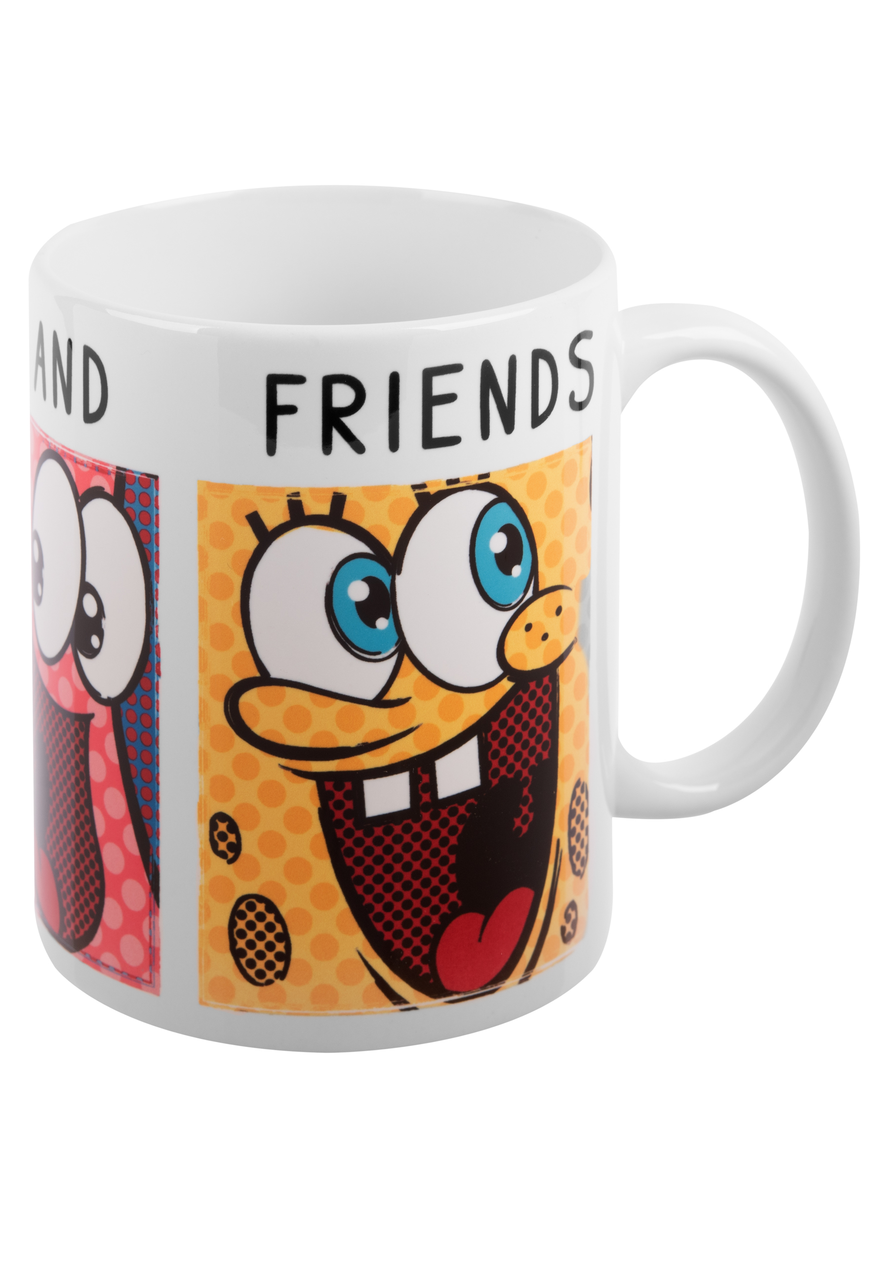 Spongebob und Patrick Charaktere auf einer weißen Tasse.