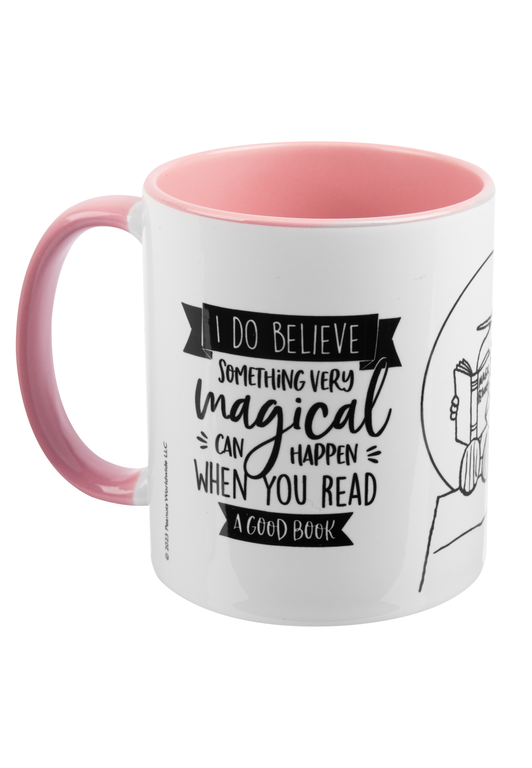 Tasse mit dem Text 'I do believe something very magical can happen when you read a good book'.
