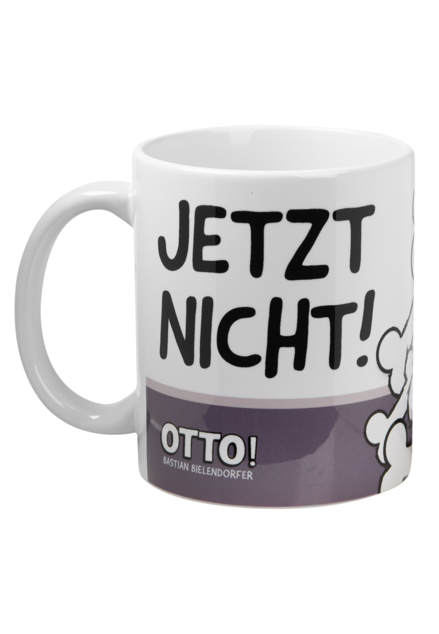Weiße Tasse mit 'JETZT NICHT!' und 'OTTO!' Text.