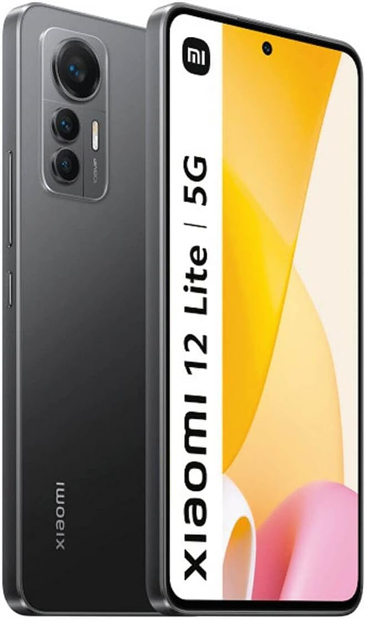 Smartfon Xiaomi 12 Lite 5G, pokazujący przód i tył.