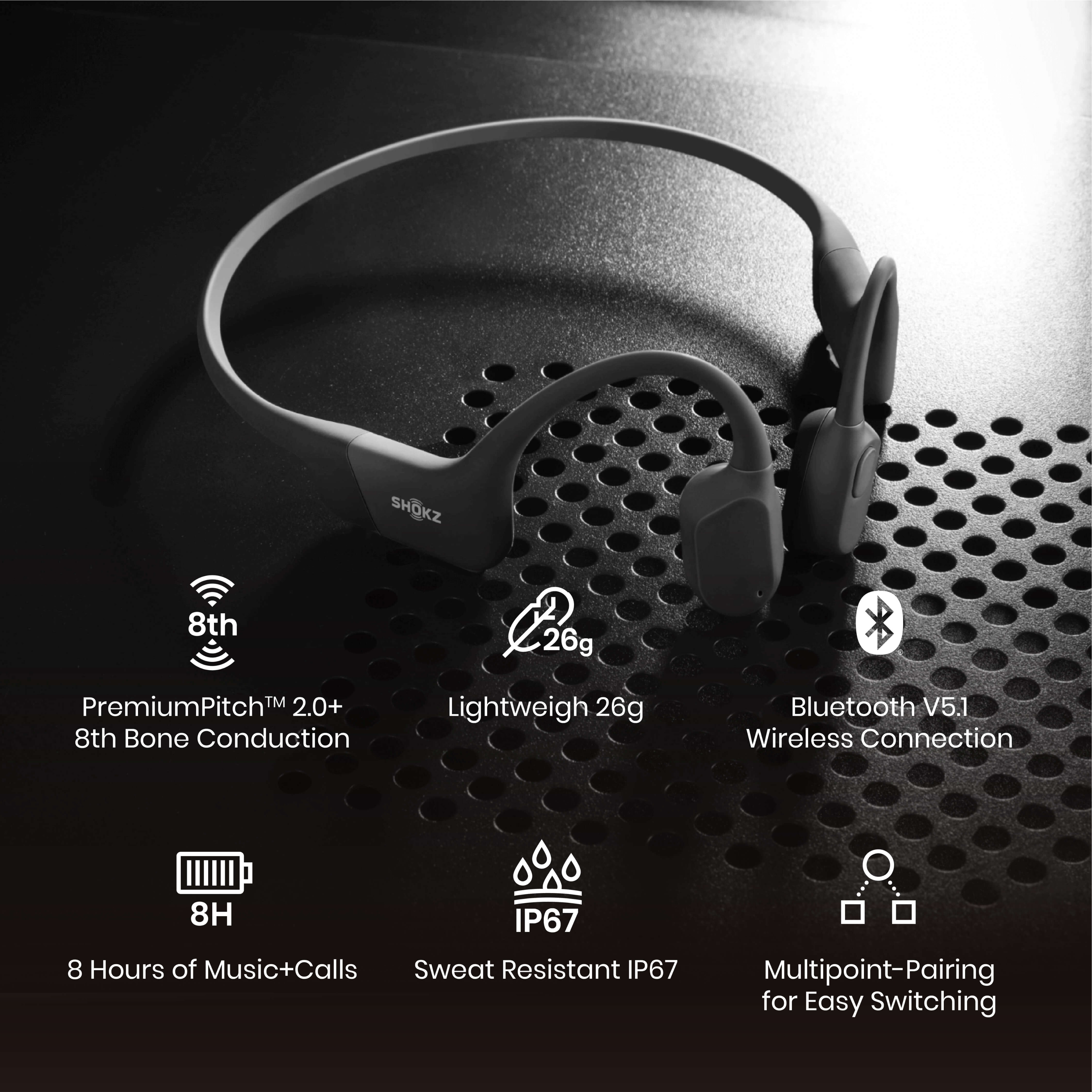 SHOKZ S803BK OPENRUN BLACK, Open-ear Kopfhörer Bluetooth Schwarz