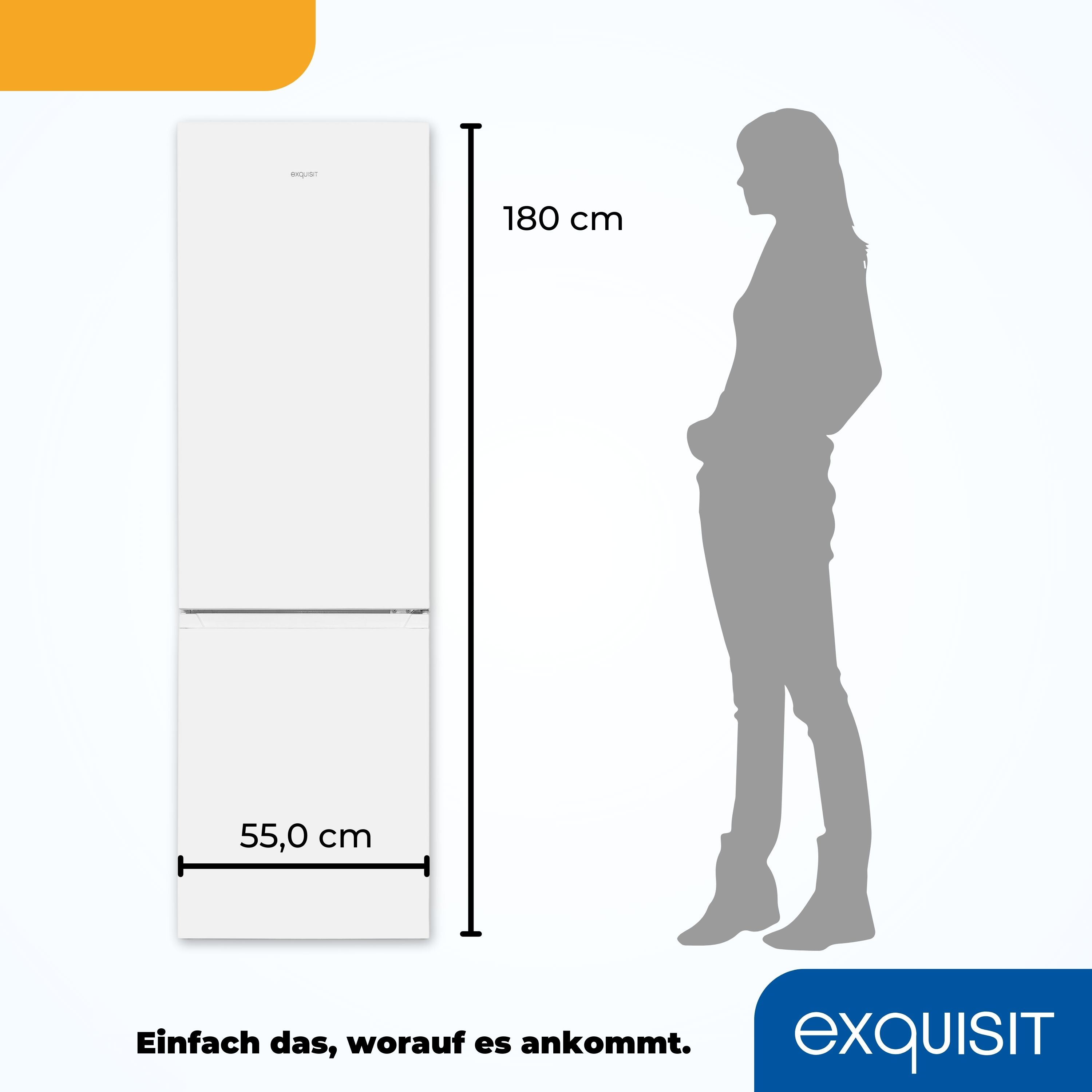 Ein weißer Kühlschrank mit schwarzer Tür und einer Personensilhouette.