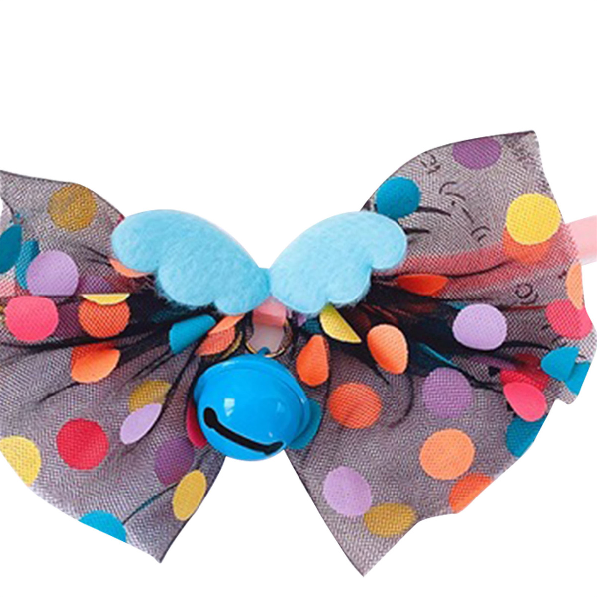 Bunte Polka-Dot-Fliege mit hellblauer Wolke und Glocke.