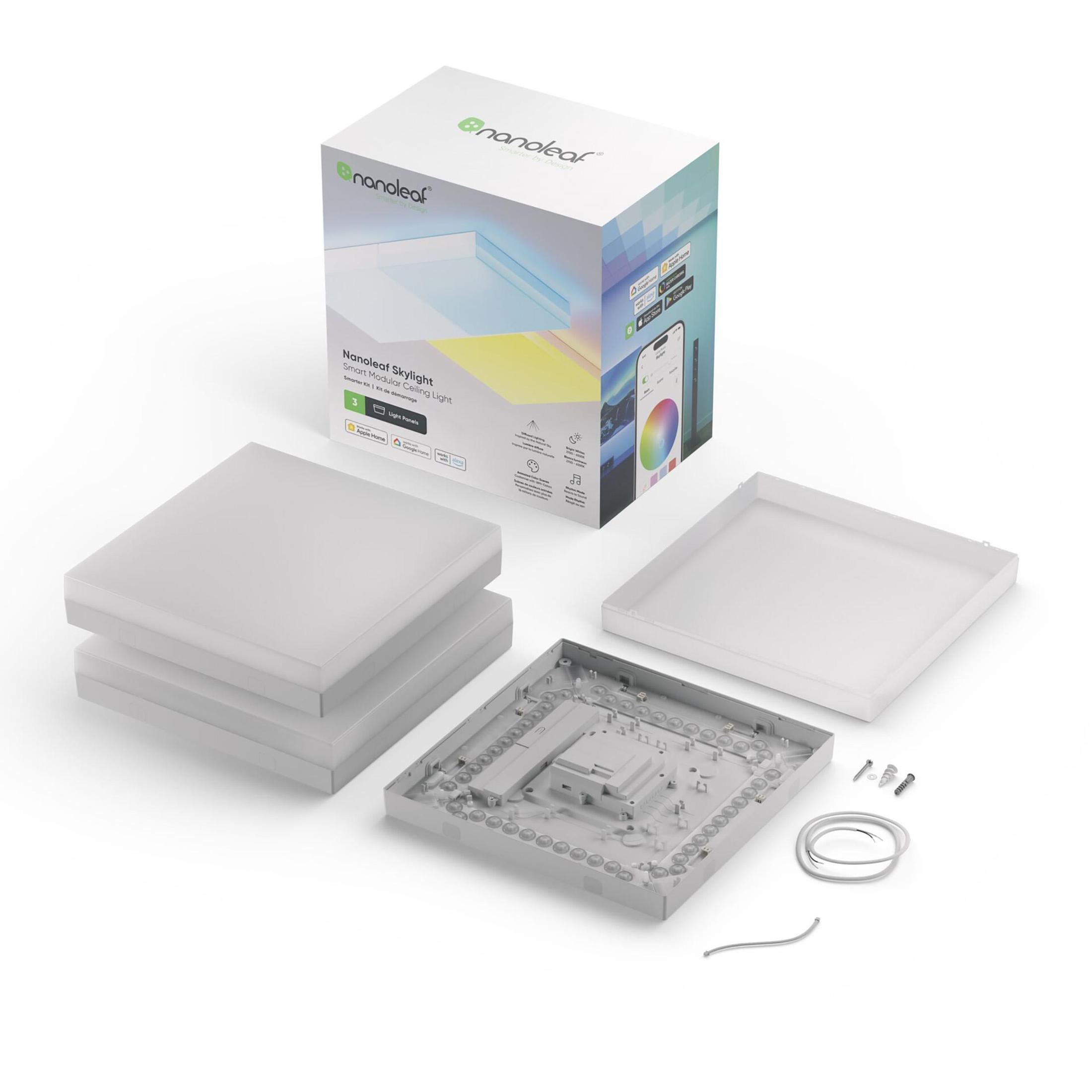 Nanoleaf Skylight Paneele und Box, Komponenten ausgelegt, für Smart Lighting.