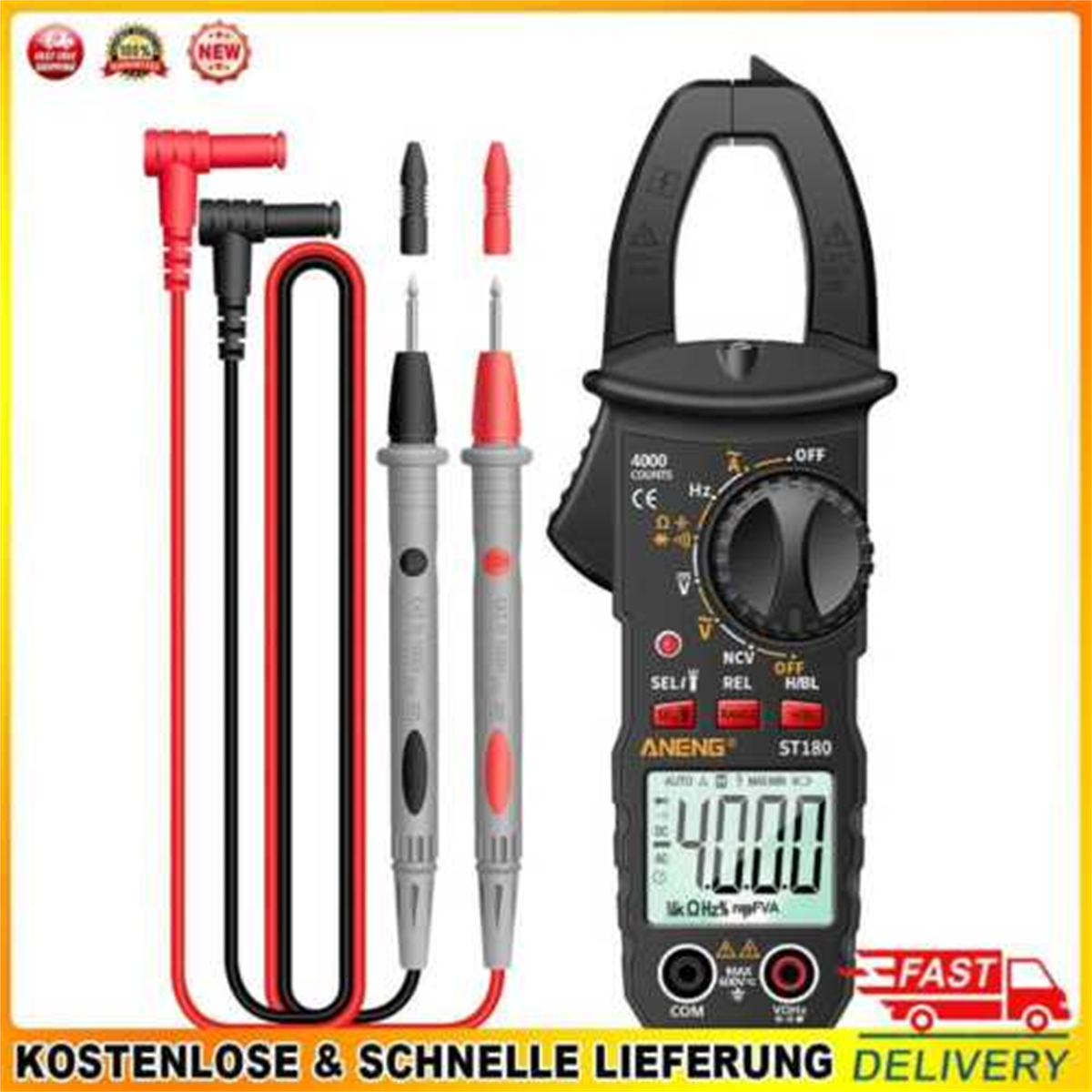 Multimeter mit Sonden und Zubehör. Es wird für elektrische Messungen verwendet.
