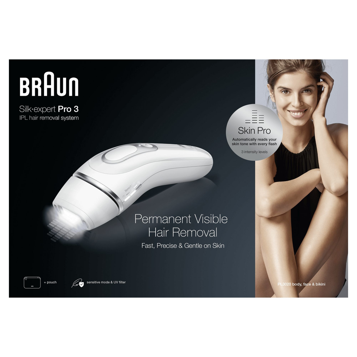 Depiladora IPL BRAUN IPL PL3020, velocidades, Neceser, Blanco
