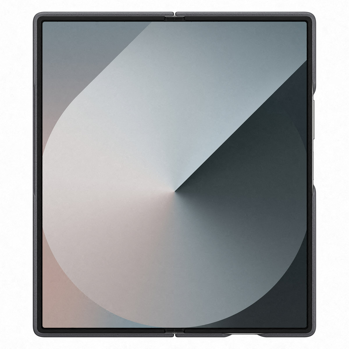 Appareil pliable. Un écran gris et noir. L'écran affiche des dégradés abstraits.