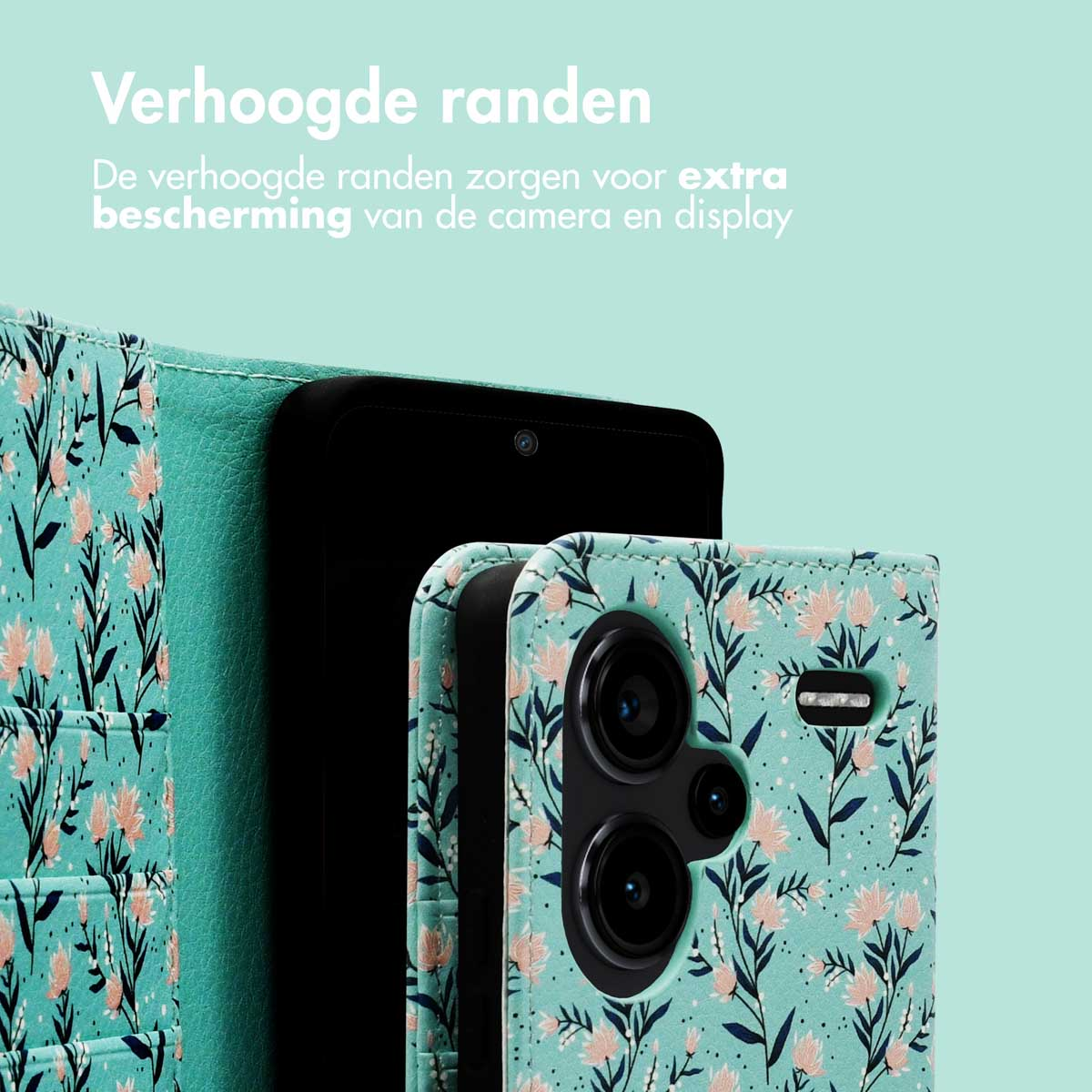 Une coque de téléphone avec un motif floral, présentant les caractéristiques de protection de l'appareil photo.