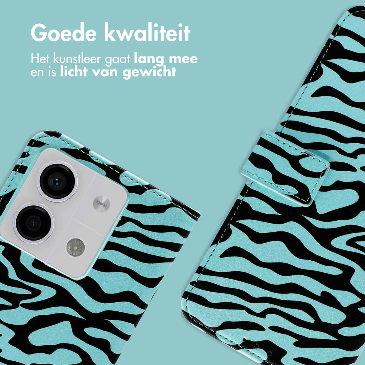 Een telefoonhoesje met een zebraprint design en een camera.