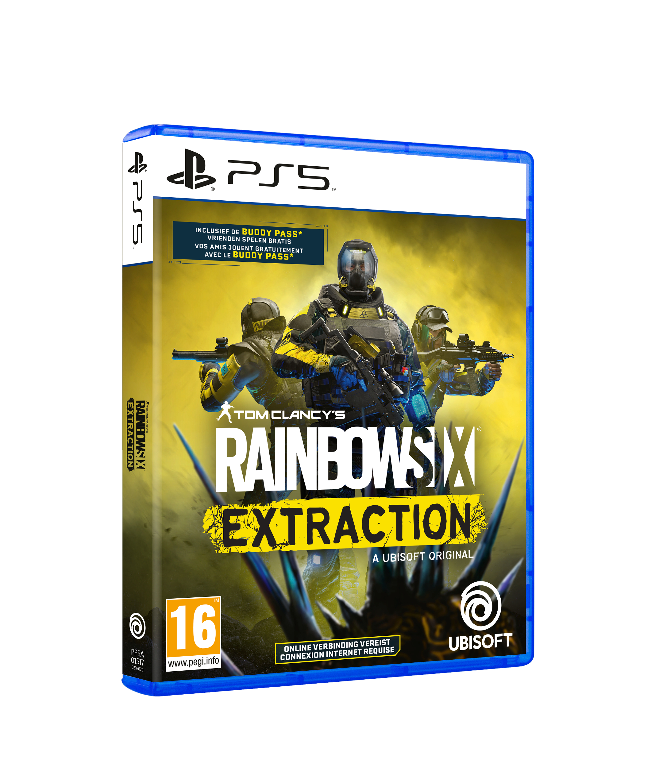 Rainbow Six Extraction game box: a team of soldiers with guns, a blue and black design.