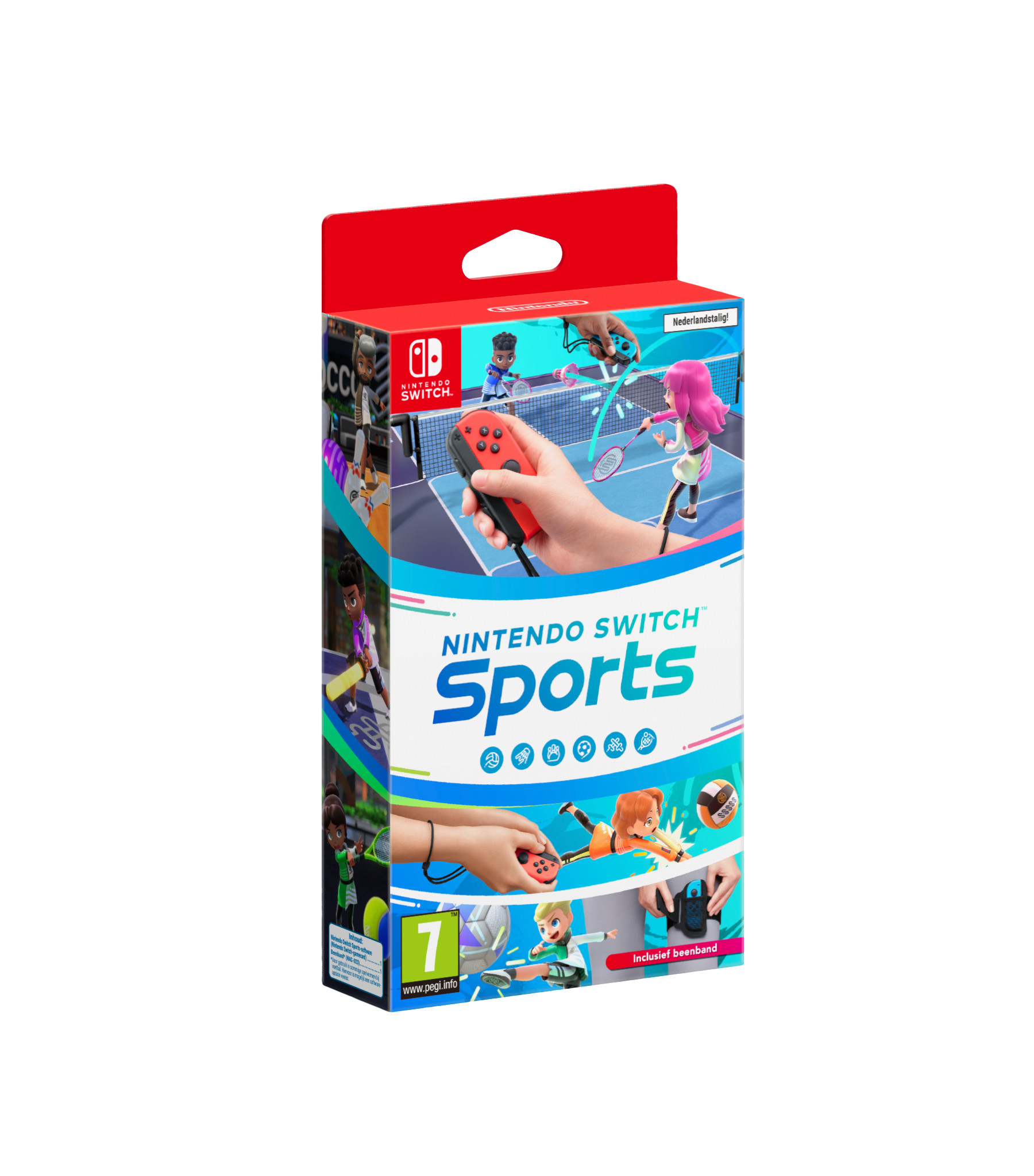 Nintendo Switch Sports kutusu, çeşitli sporlarla oyun sahnelerini gösteriyor.