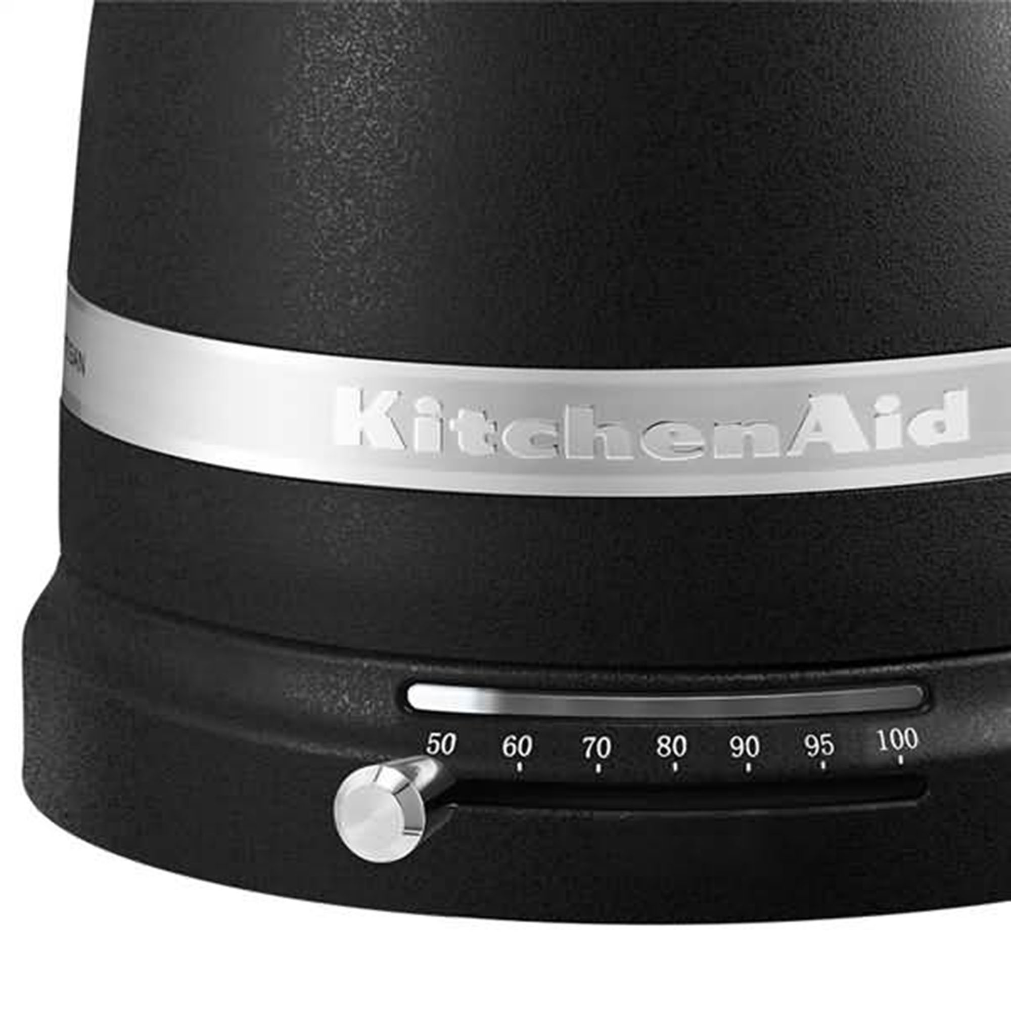 Czarny produkt KitchenAid z pokrętłem temperatury od 50 do 100.