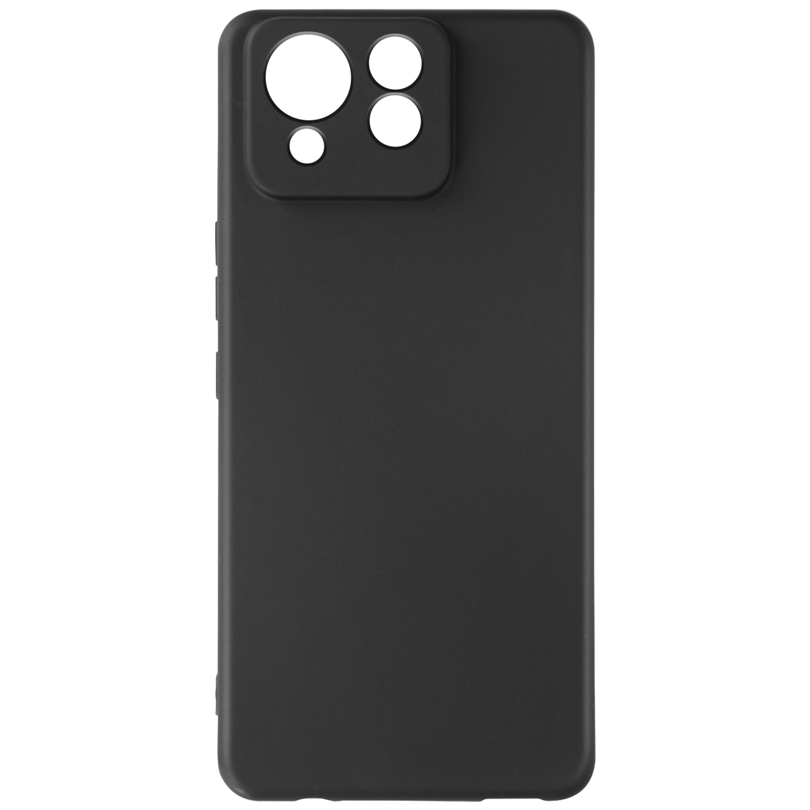 Funda de teléfono negra con recortes para la cámara.