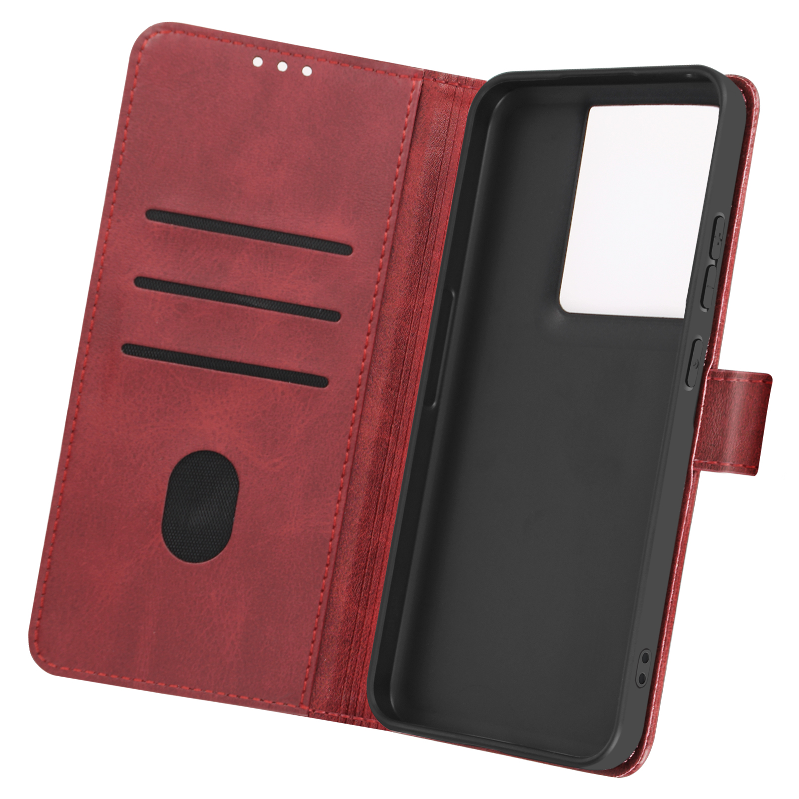 Cover A Libro In Pelle Rossa Per Motorola Edge 50 Fusion - Custodia Portafoglio Con Supporto E Chiusura Magnetica - 3