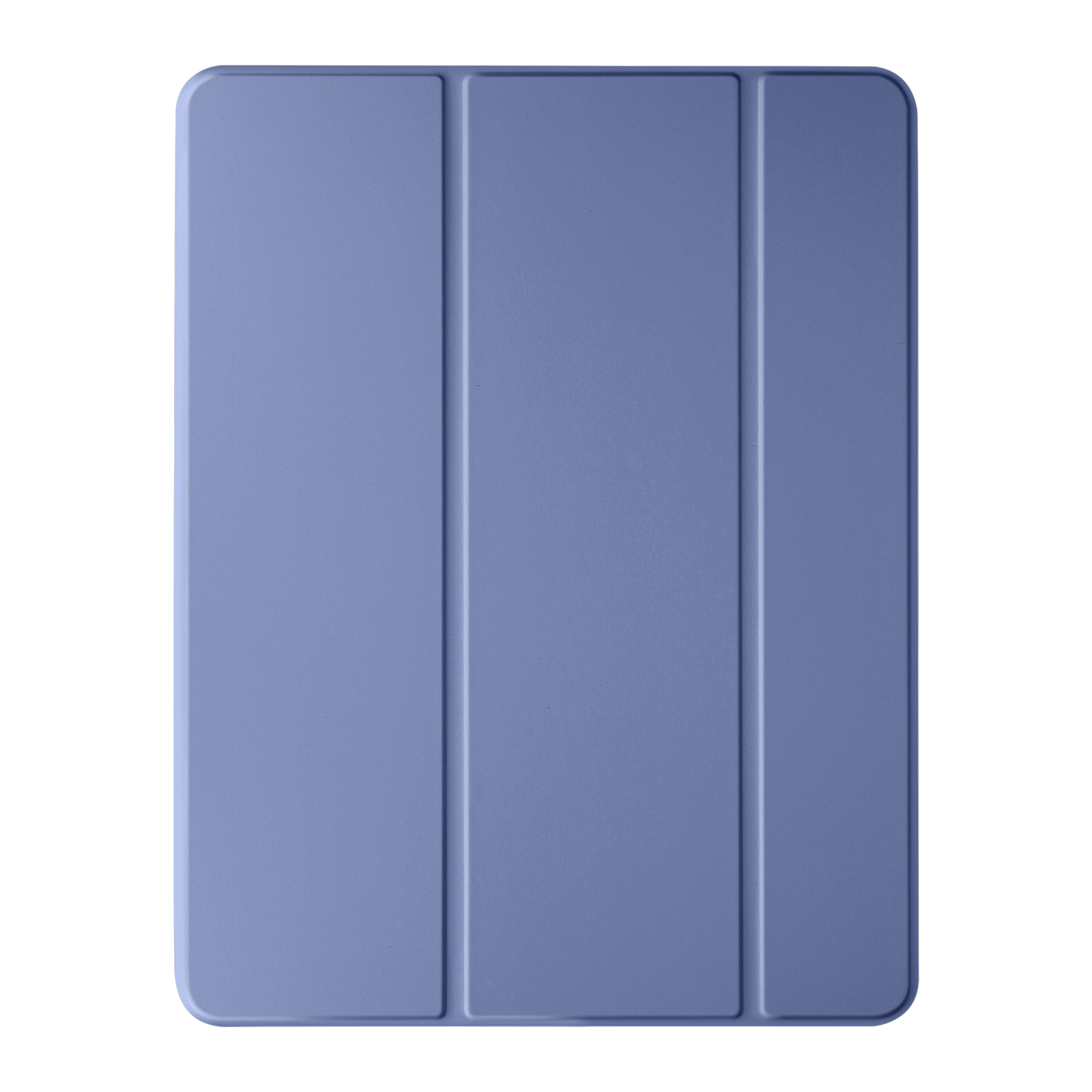 Custodia blu per tablet chiusa, piatta. Mostra la parte anteriore della custodia.