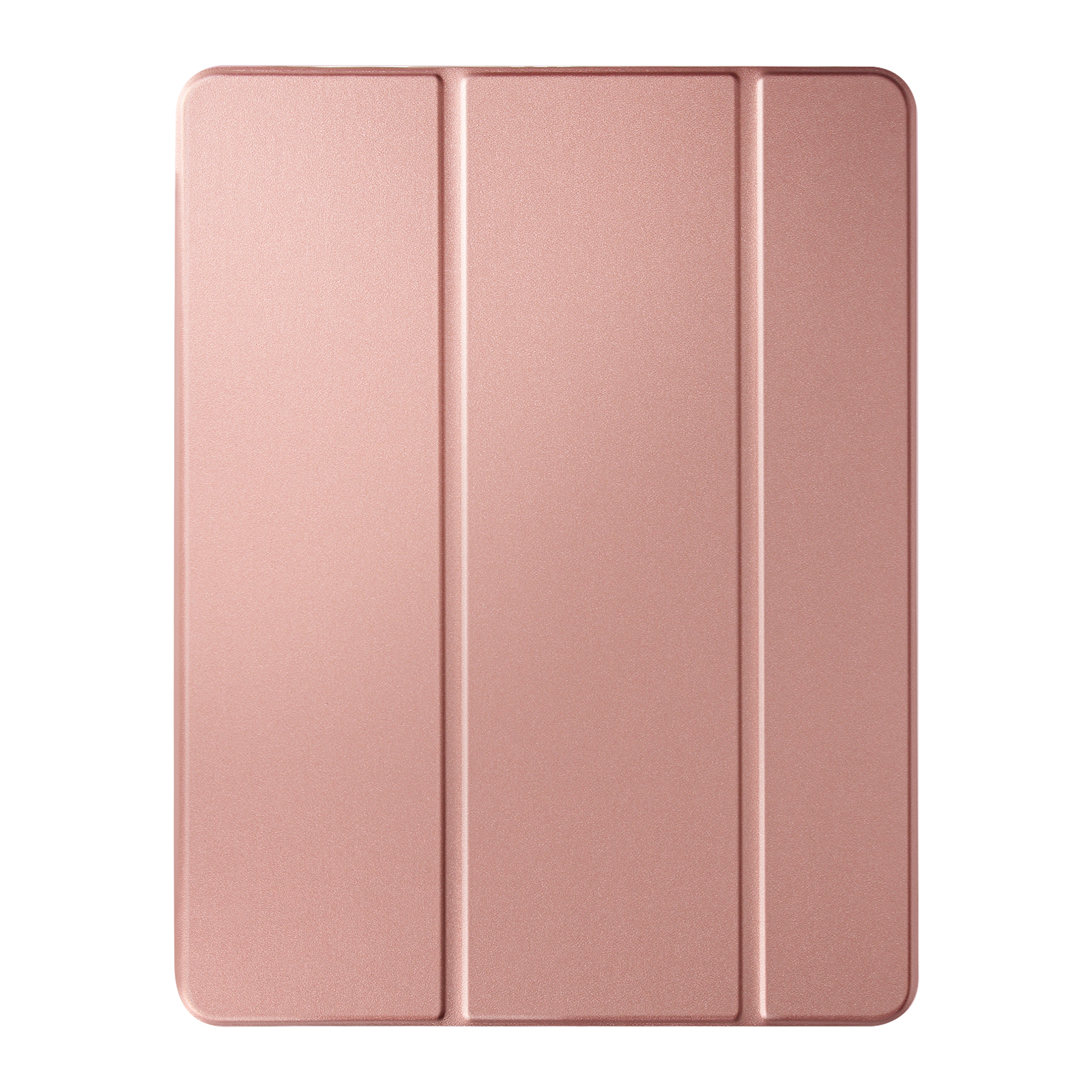 Custodia per tablet oro rosa. Tre pannelli verticali. Vista dall'alto.