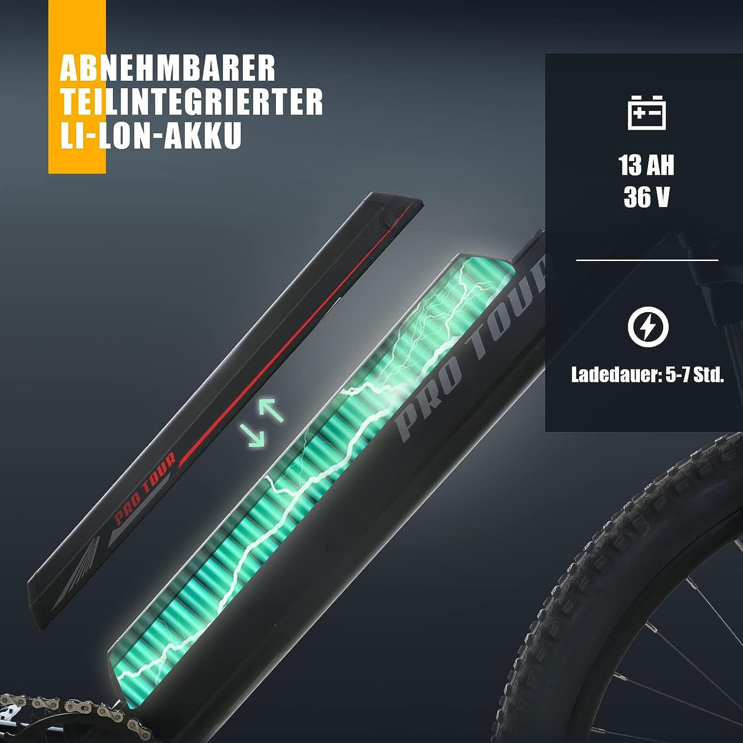 Componente di bici elettrica con batteria verde.