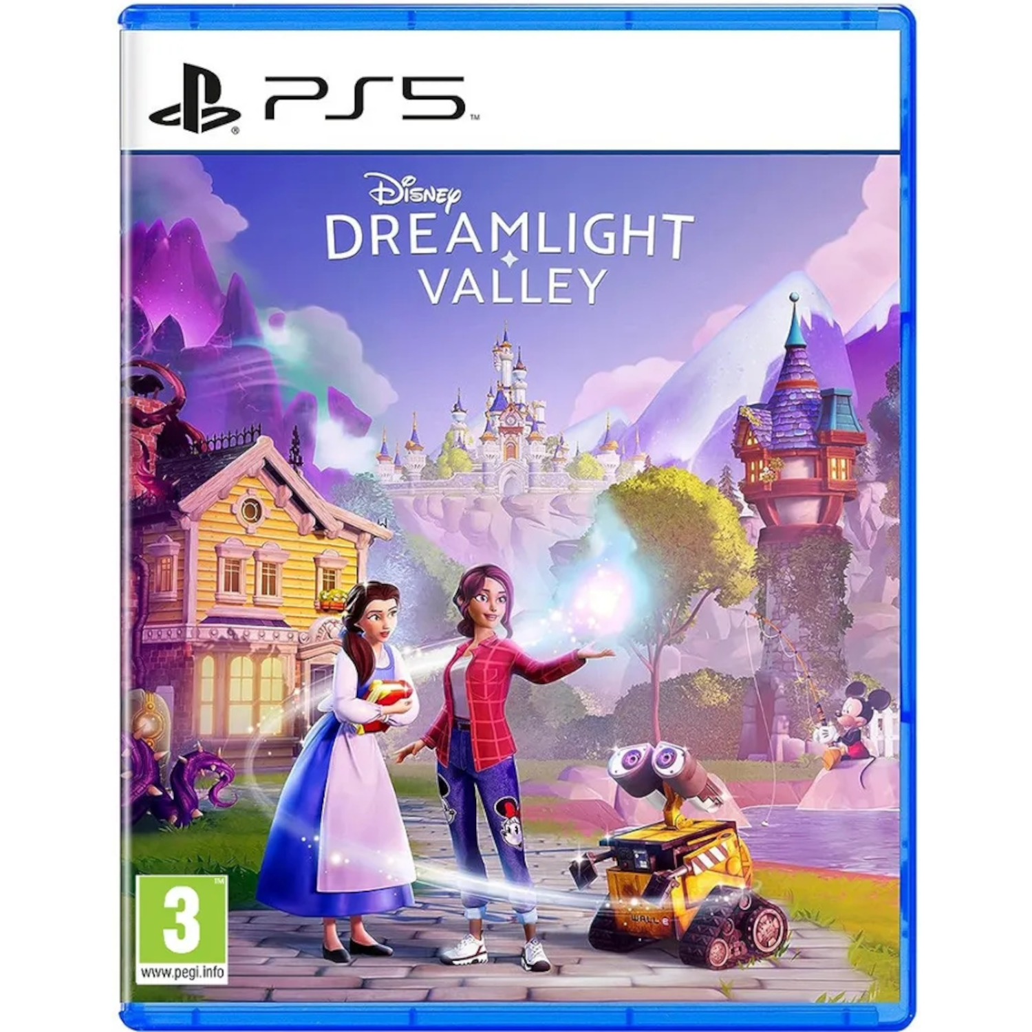 PS5-videogamehoes. Belle en een andere vrouw staan vooraan. Wall-E is er ook.