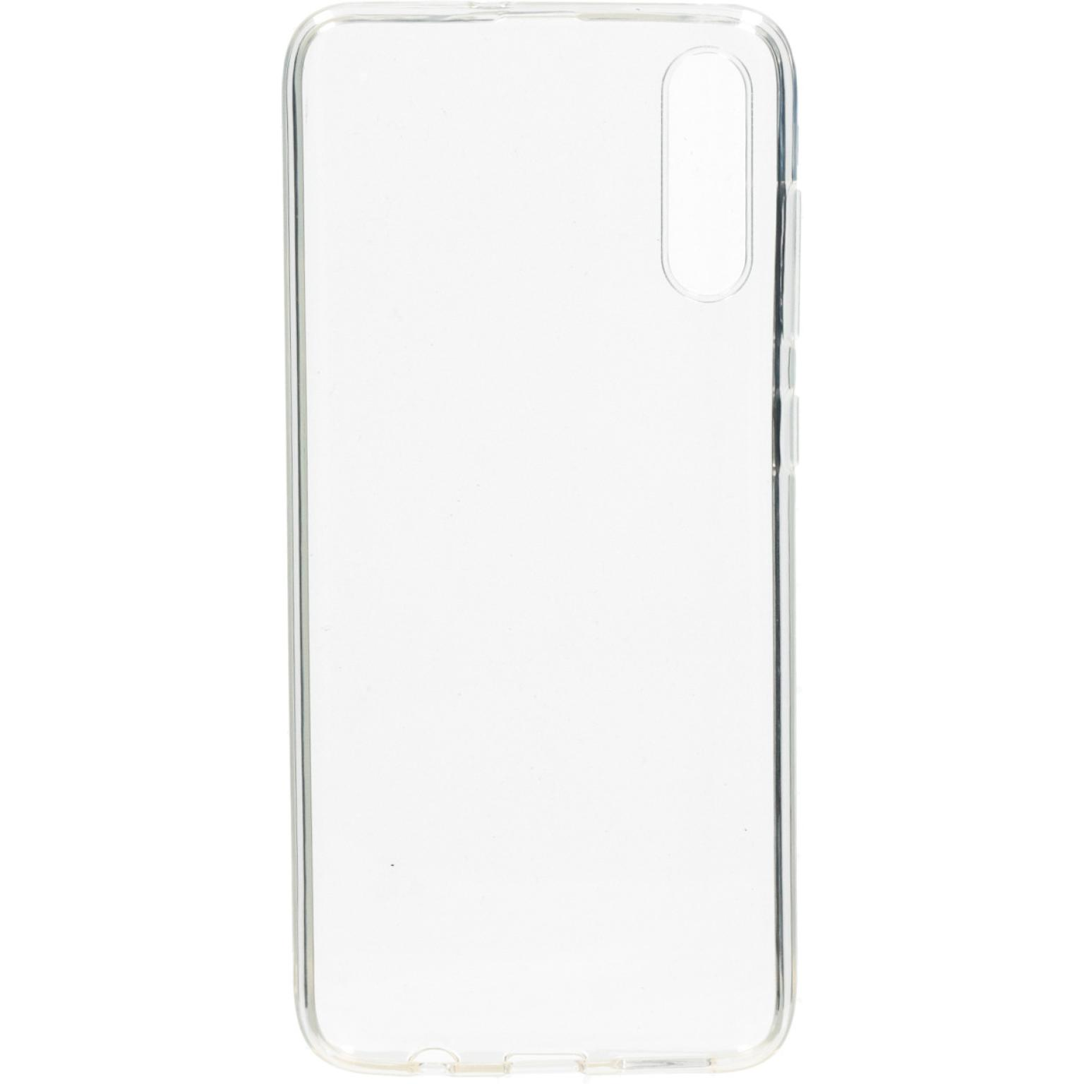 Transparante telefoonhoes. Witte achtergrond.
