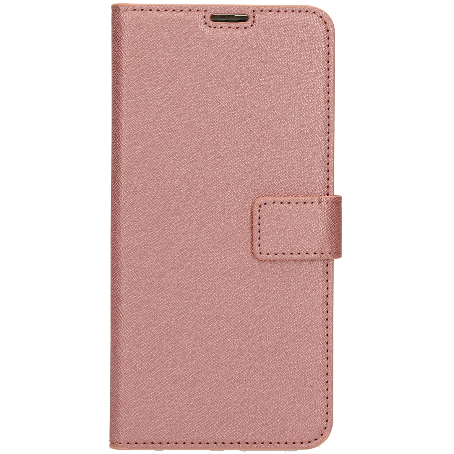 Roze telefoonhoes met een magnetische sluiting.