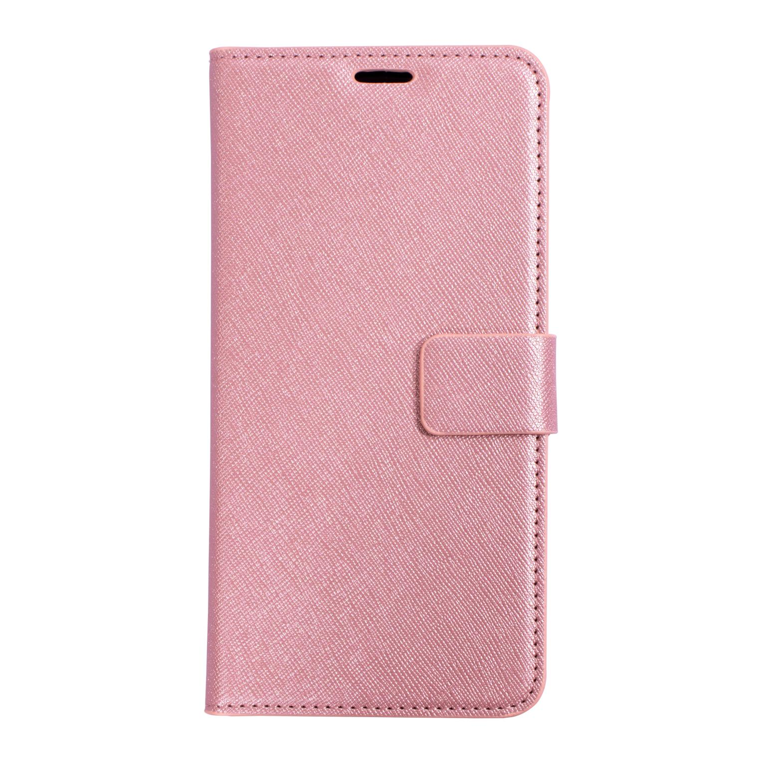Roze telefoonhoes, gesloten. Er zit een kleine lipsluiting aan de rechterkant.