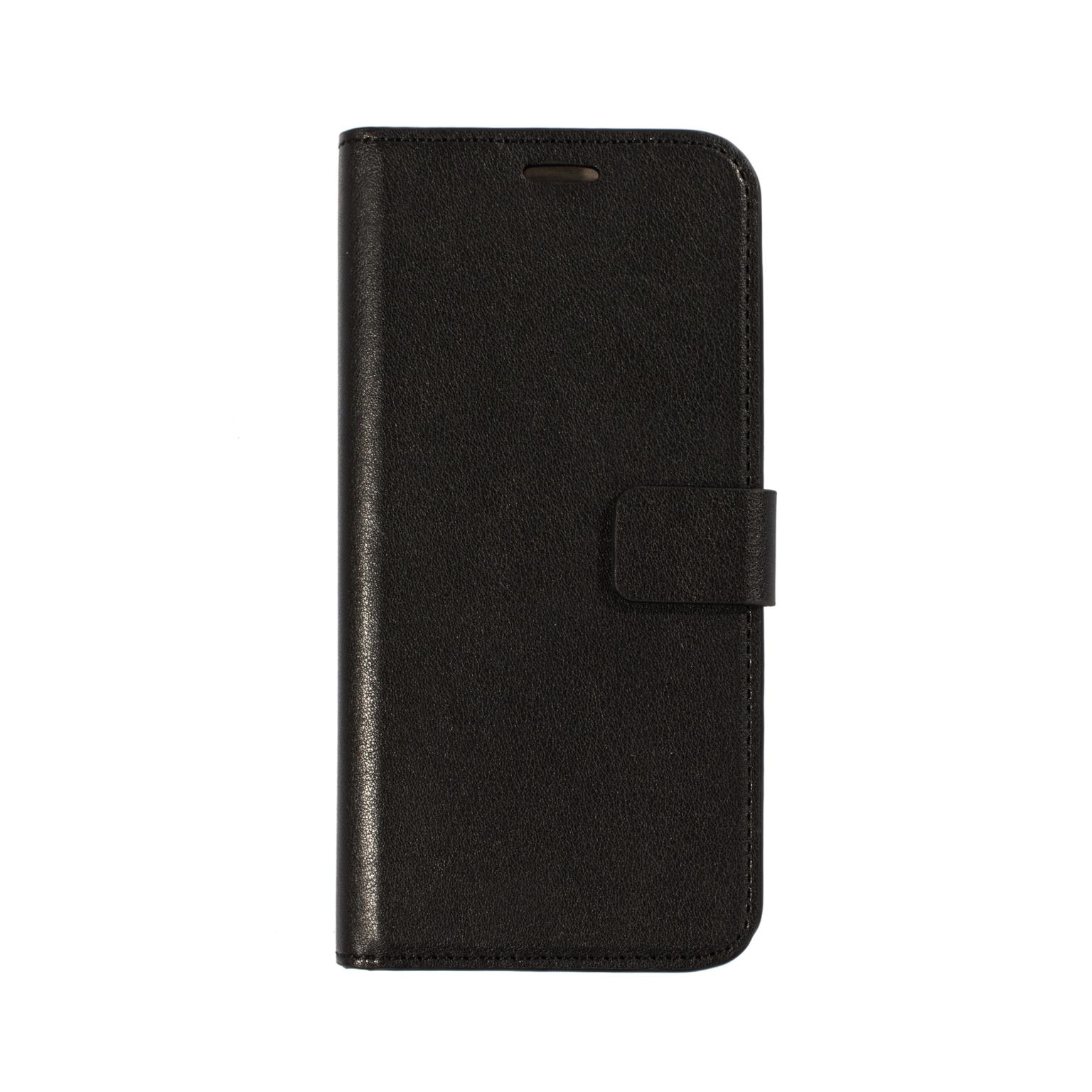 Black phone case closed. The case is plain, with no visible branding.