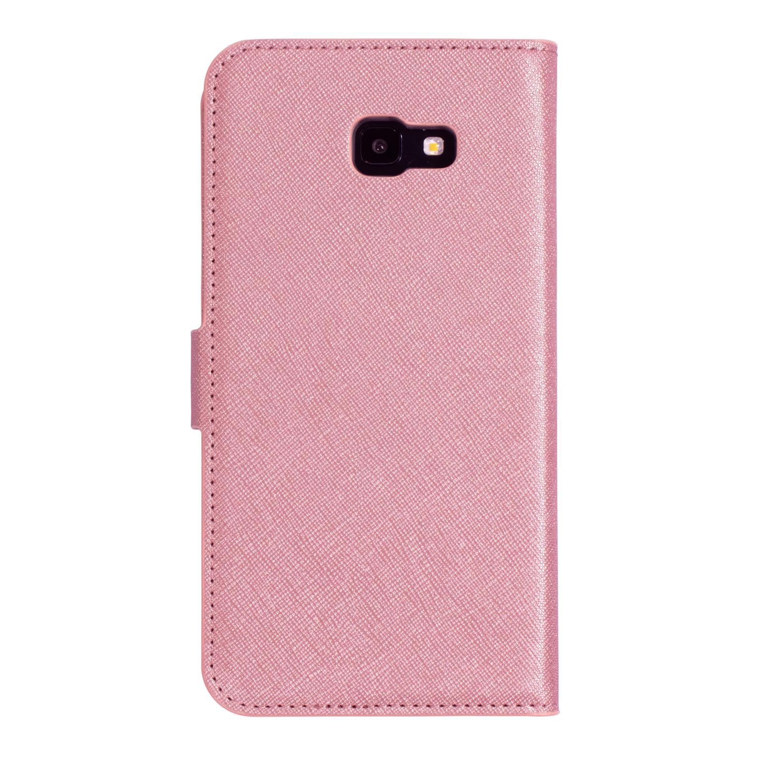 Roze telefoonhoes, de camera is zichtbaar. De stiksels zitten aan de zijkant.