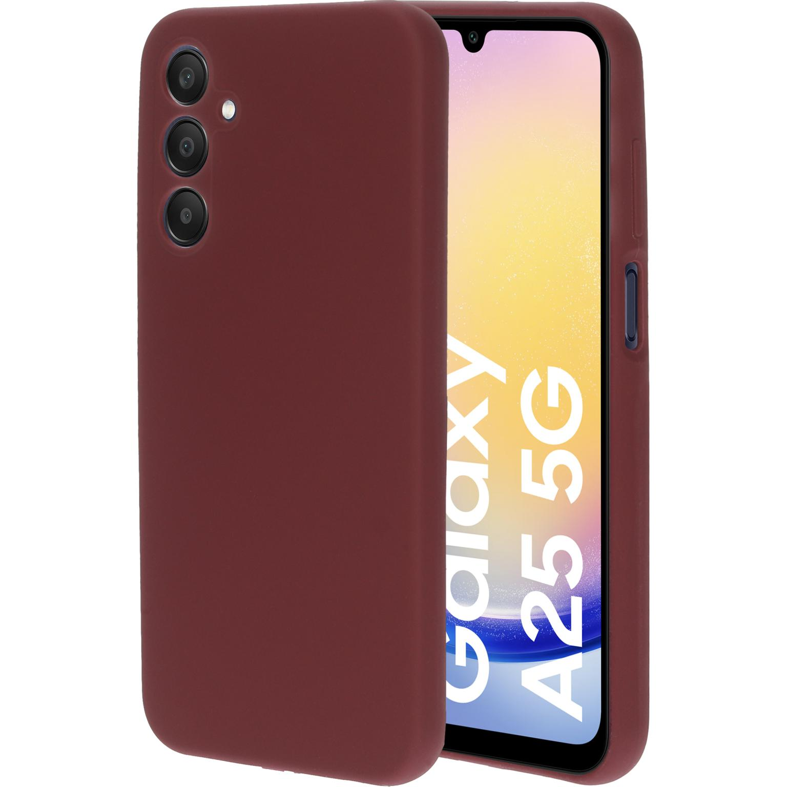 Bordeaux telefoonhoes. Telefoon met Galaxy A25 5G tekst.