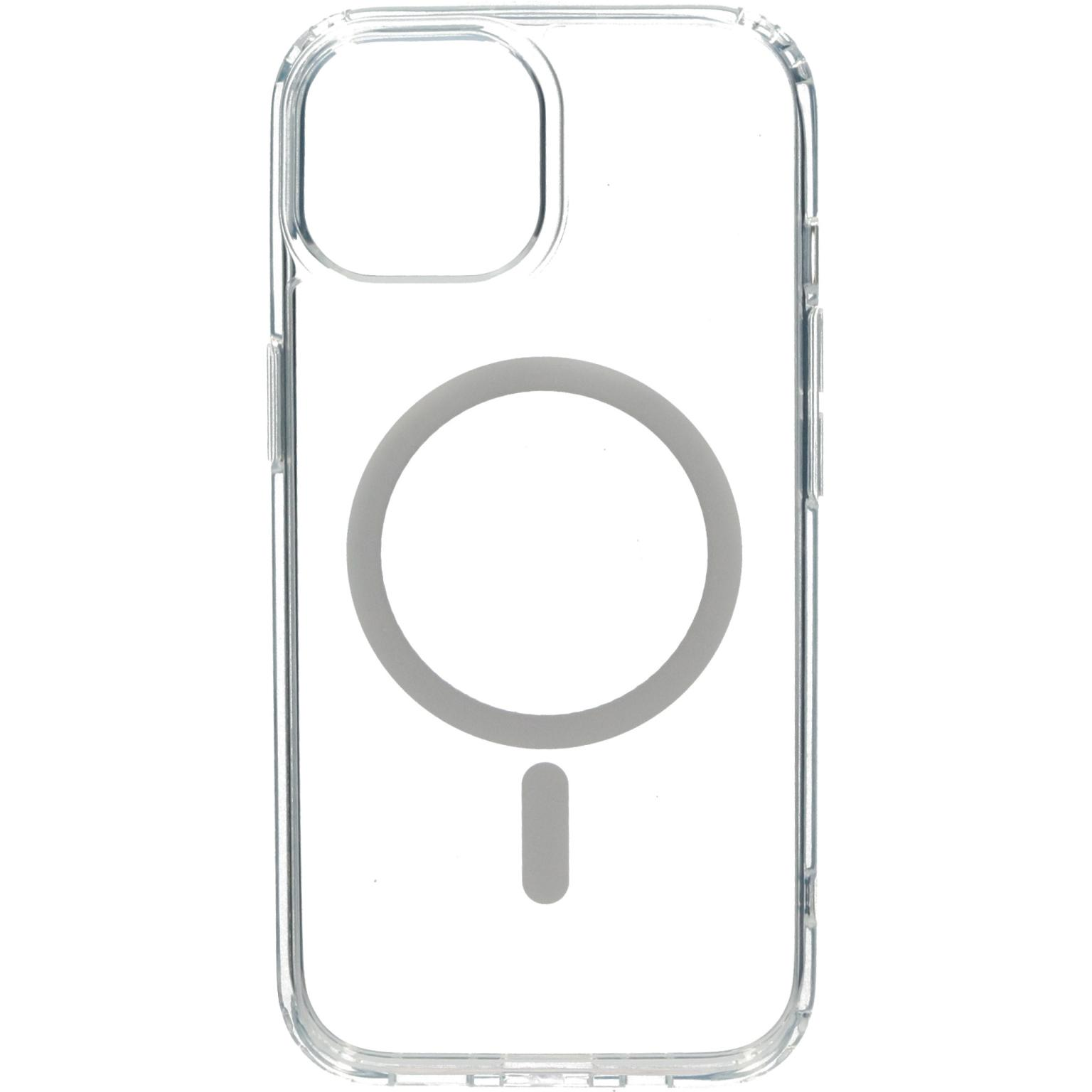 Transparante telefoonhoes met een cirkel en een kleinere rechthoek. Witte achtergrond.