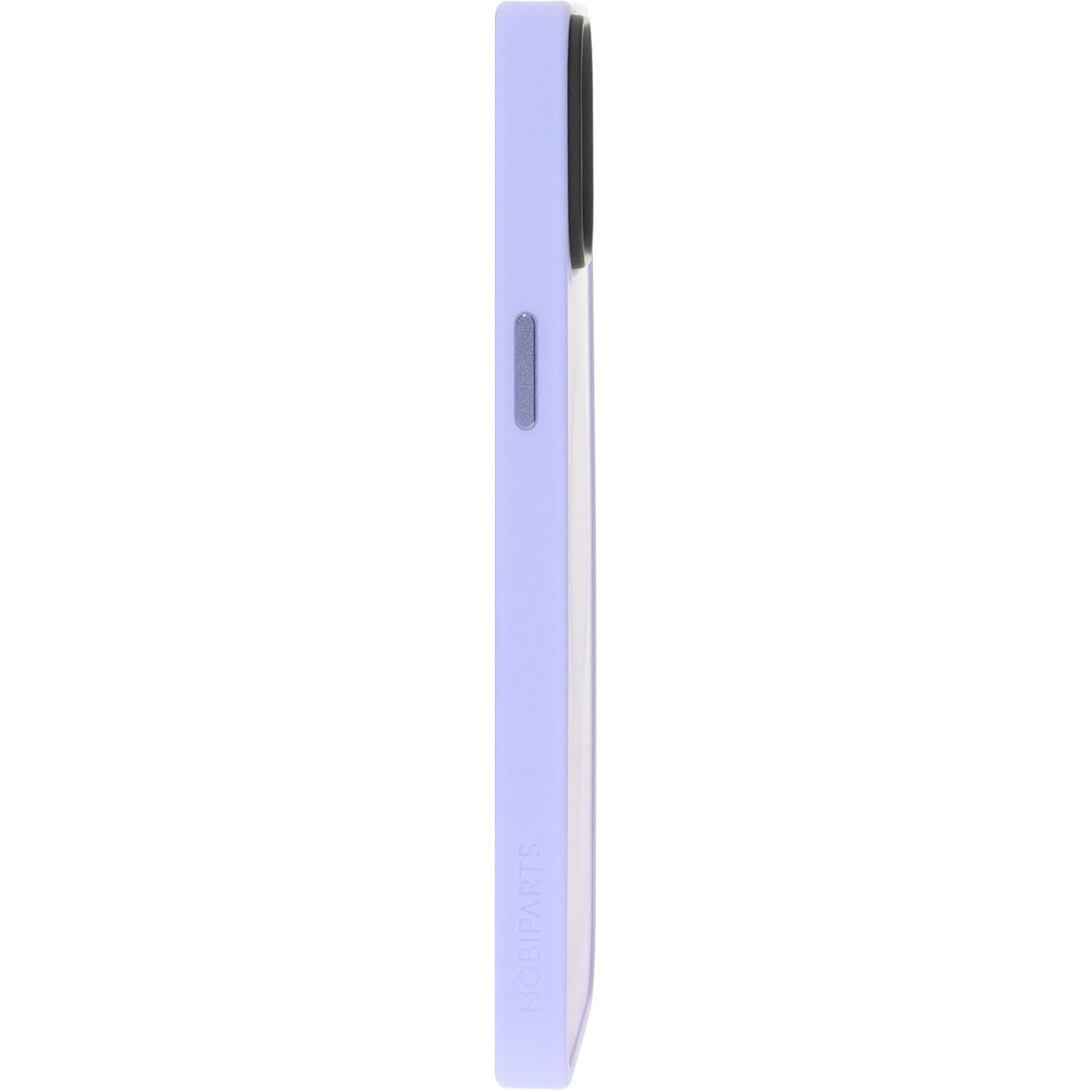 Lichtpaarse telefoonhoes. Zijaanzicht, Mobiparts logo zichtbaar.
