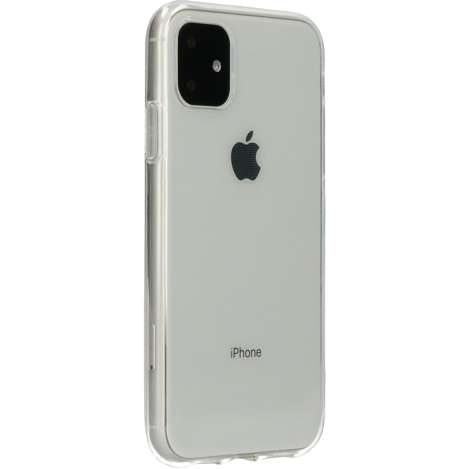 Transparante telefoonhoes met twee lenzen. De witte telefoon is zichtbaar.