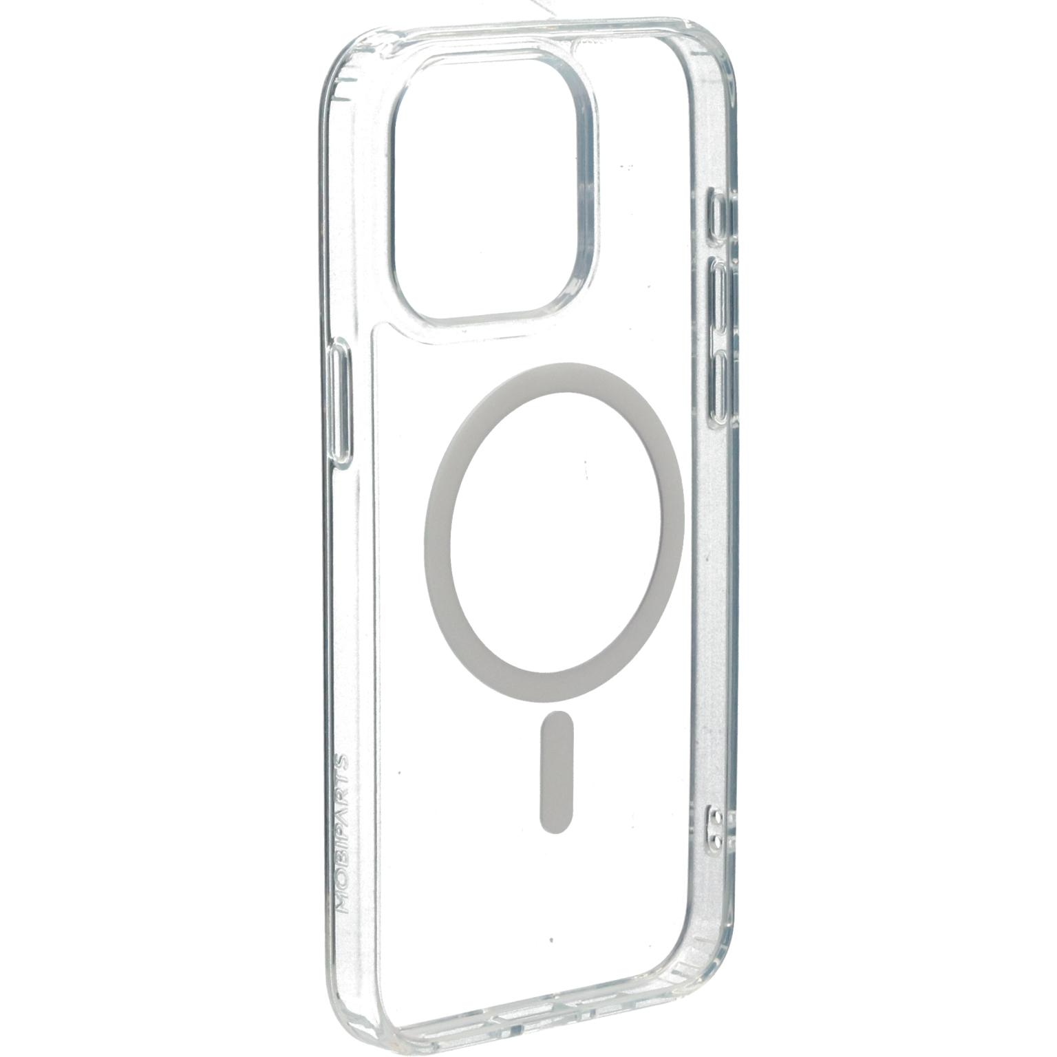 Transparante telefoonhoes, met een magnetische ring aan de achterkant. Transparant plastic.