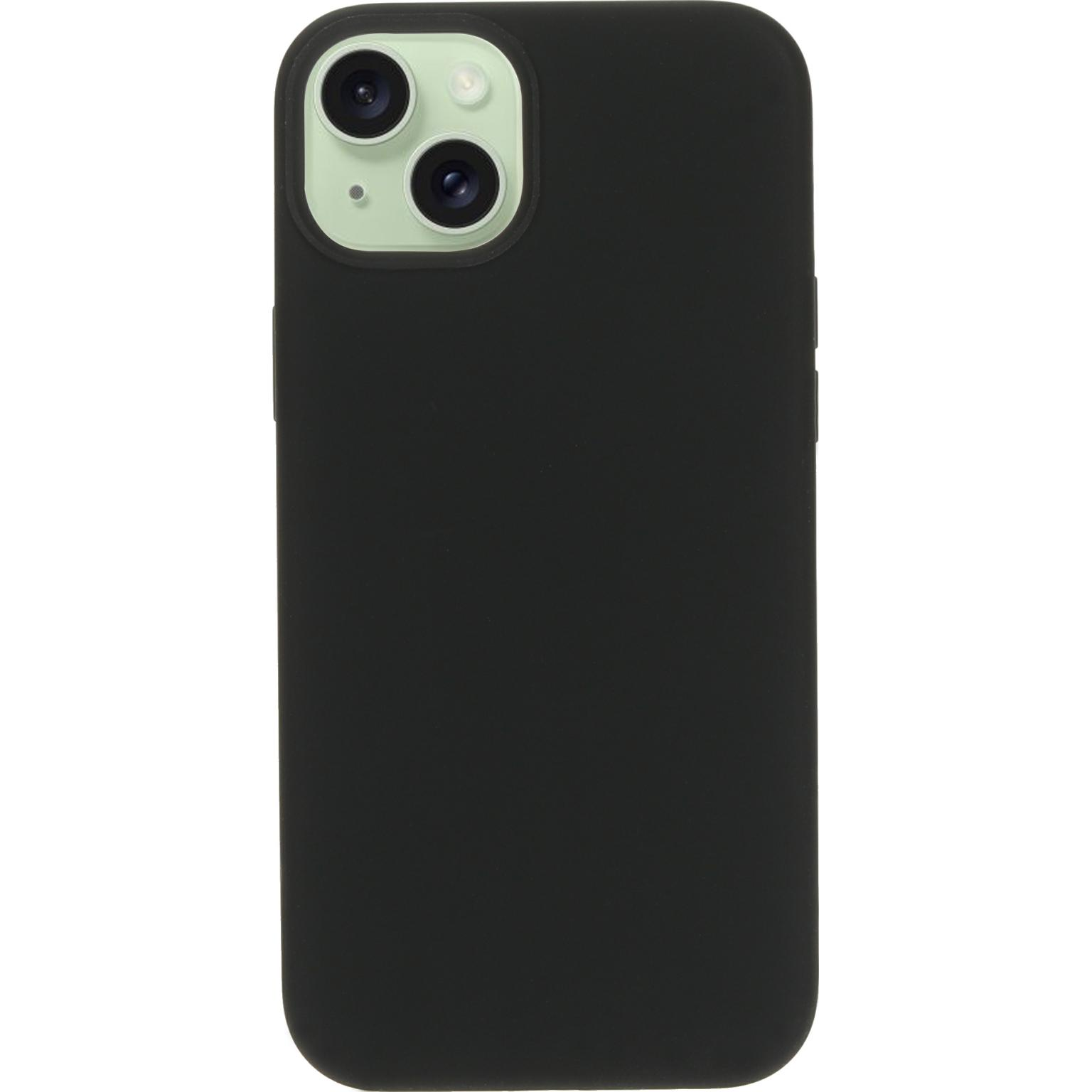 Zwarte telefoonhoes met twee lenzen. De camera van de telefoon is omgeven door groen.
